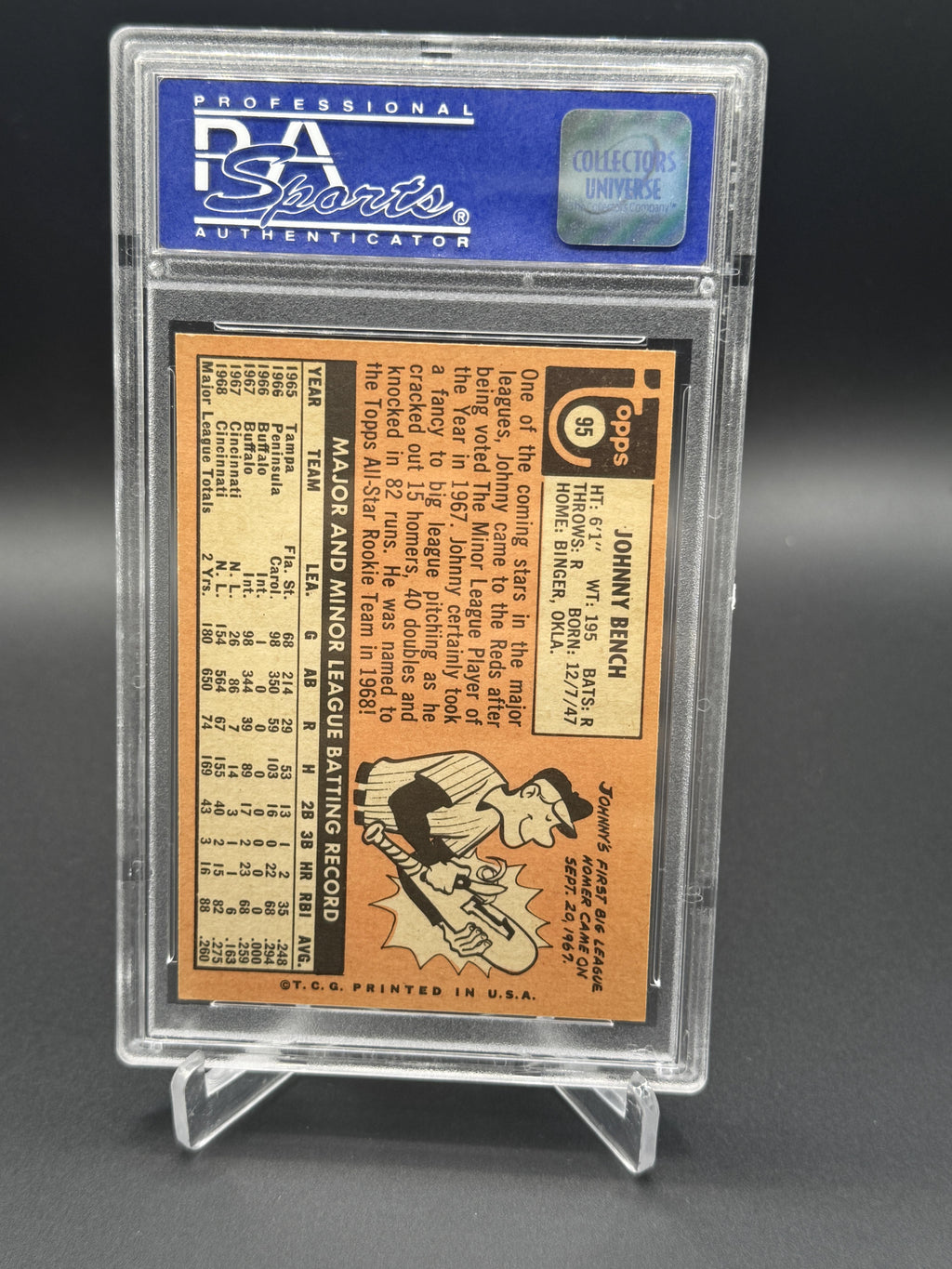 1969 Topps All-Star Rookie #95 Johnny Bench PSA 8