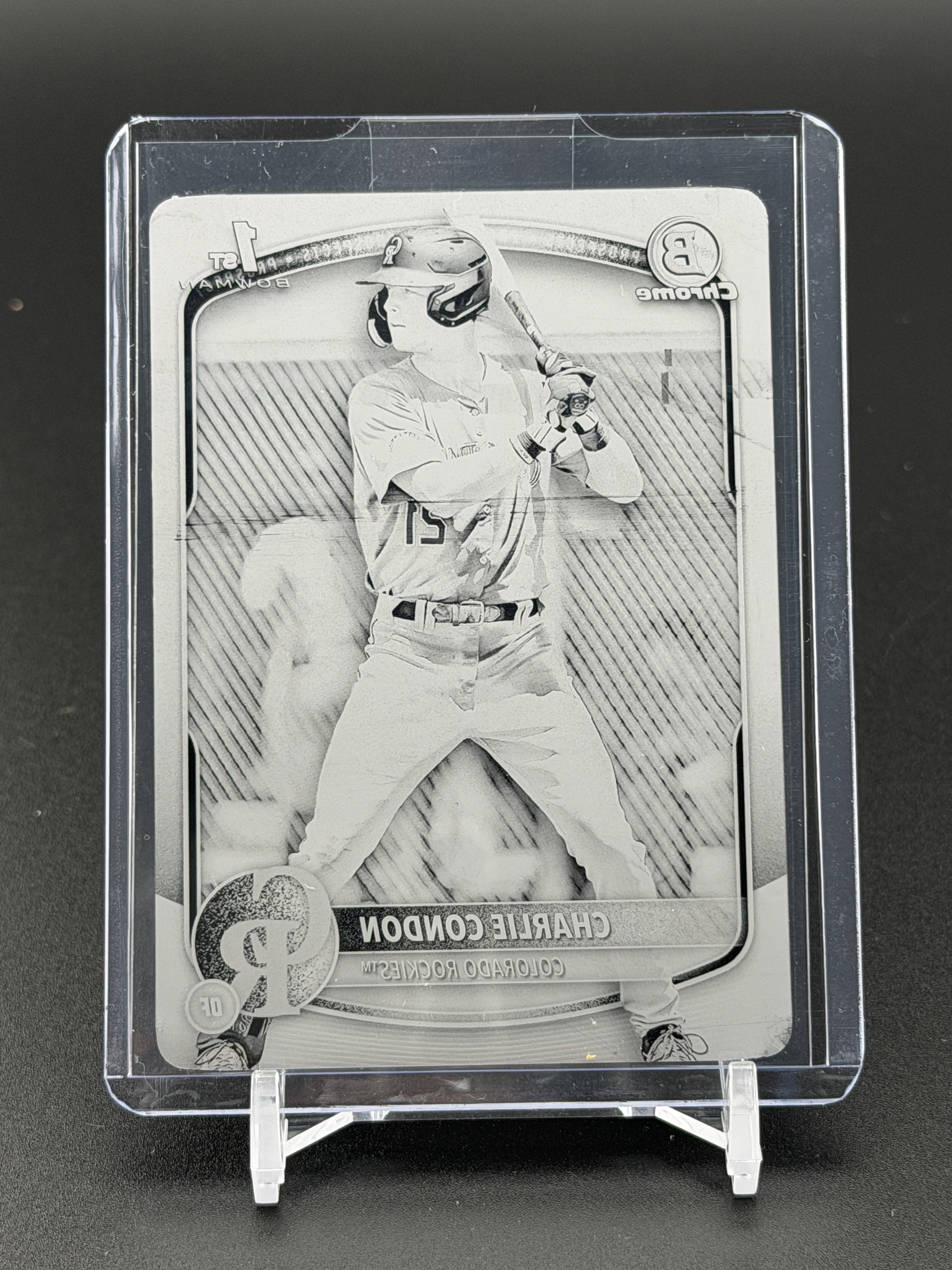 2025 Bowman #BCP-75 Charlie Condon Chrome Prospects Printing Plate Black #/1