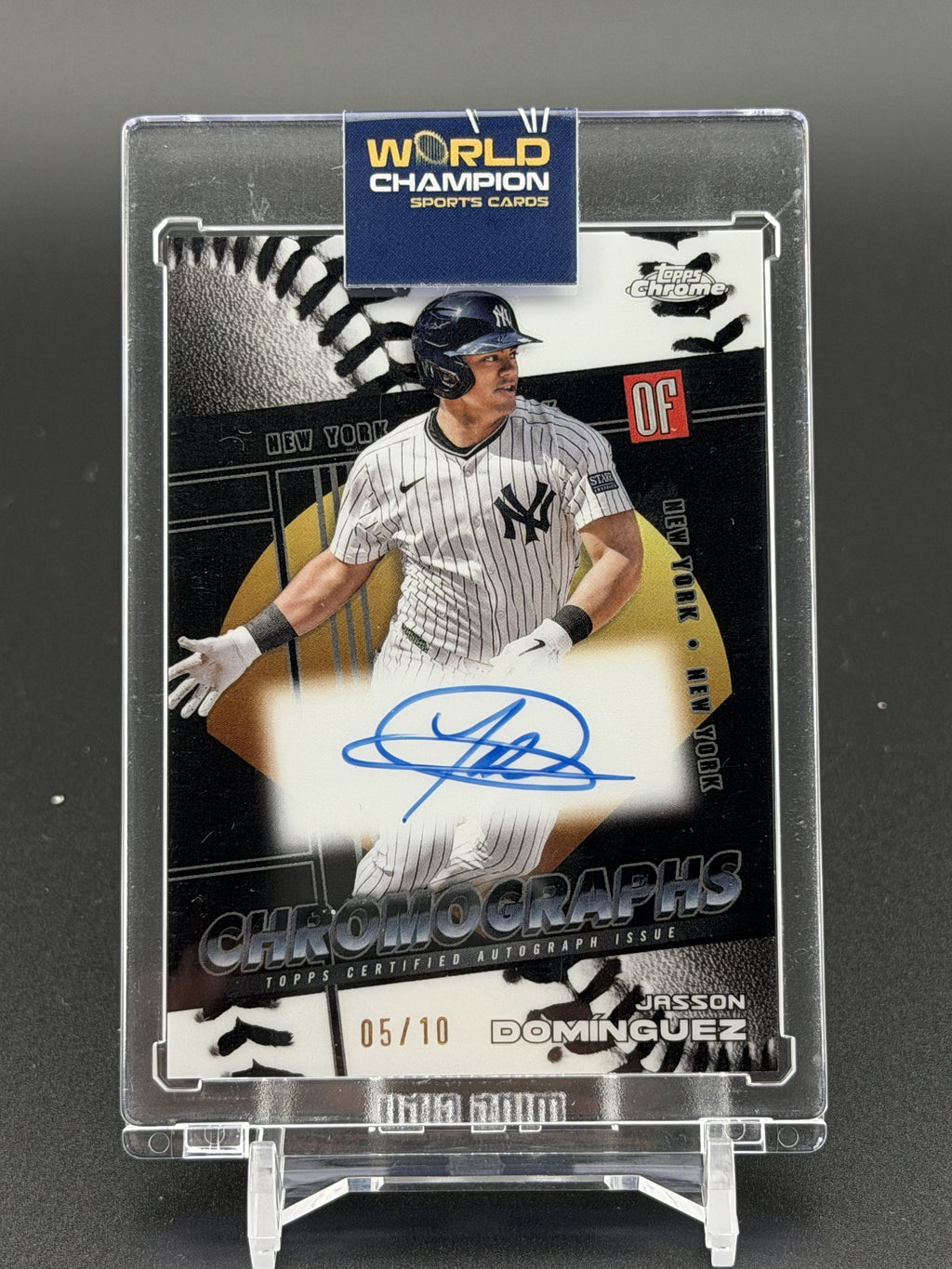 2025 Topps Chrome #CHR-JDO Jasson Dominguez Chromographs Black Refractors #/10