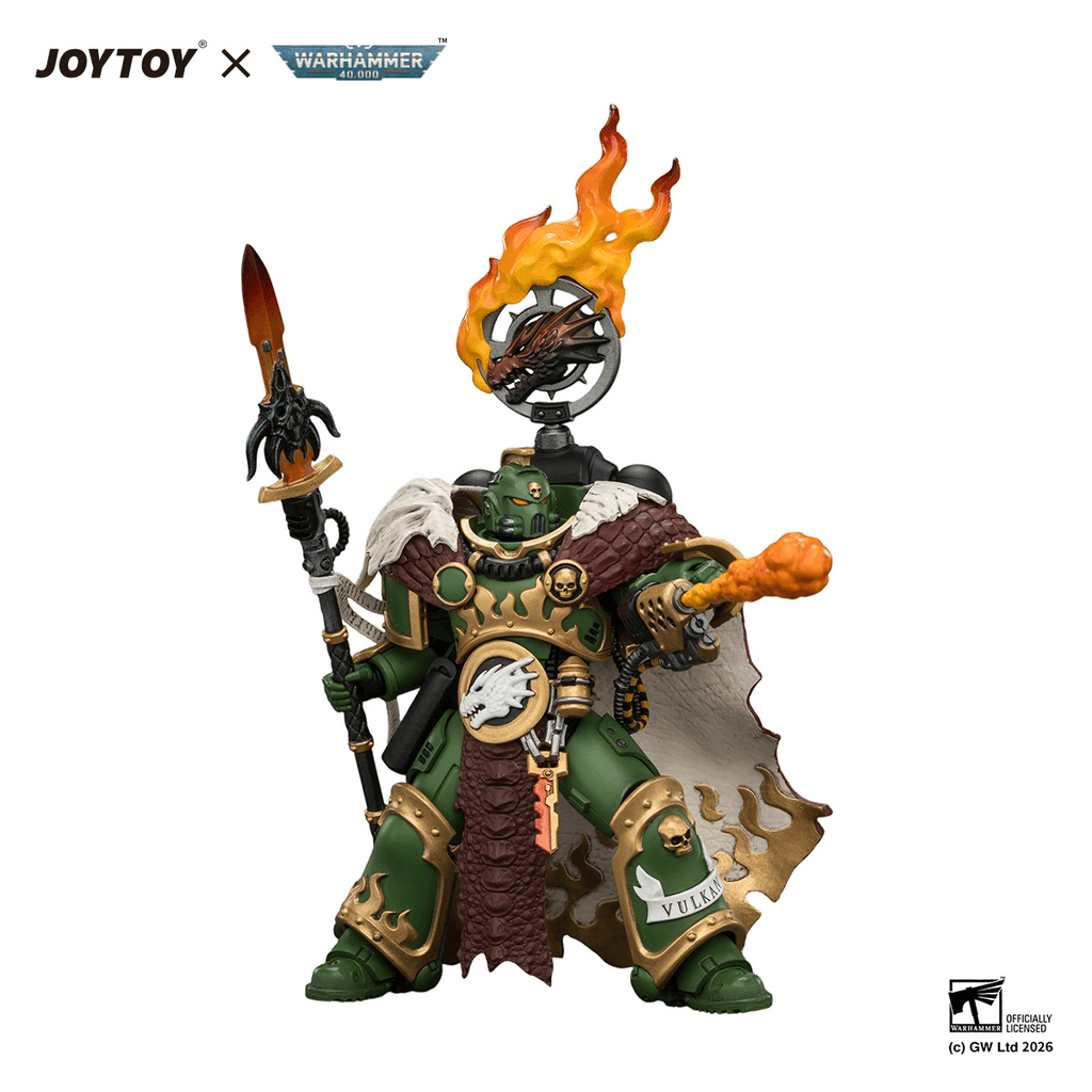 Salamanders Vulkan He'stan, the Forgefather with the Spear of Vulkan and the Gauntlet of the Forge