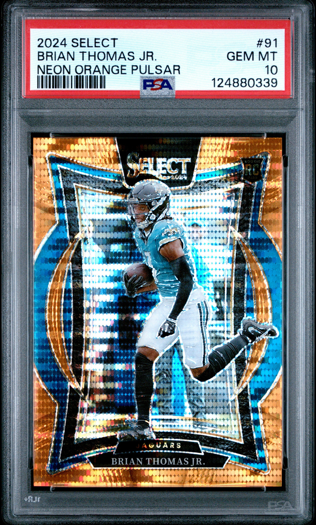 2024 Select #91 Brian Thomas Jr. Rookie Neon Orange Pulsar Prizm /7 PSA 10 PC