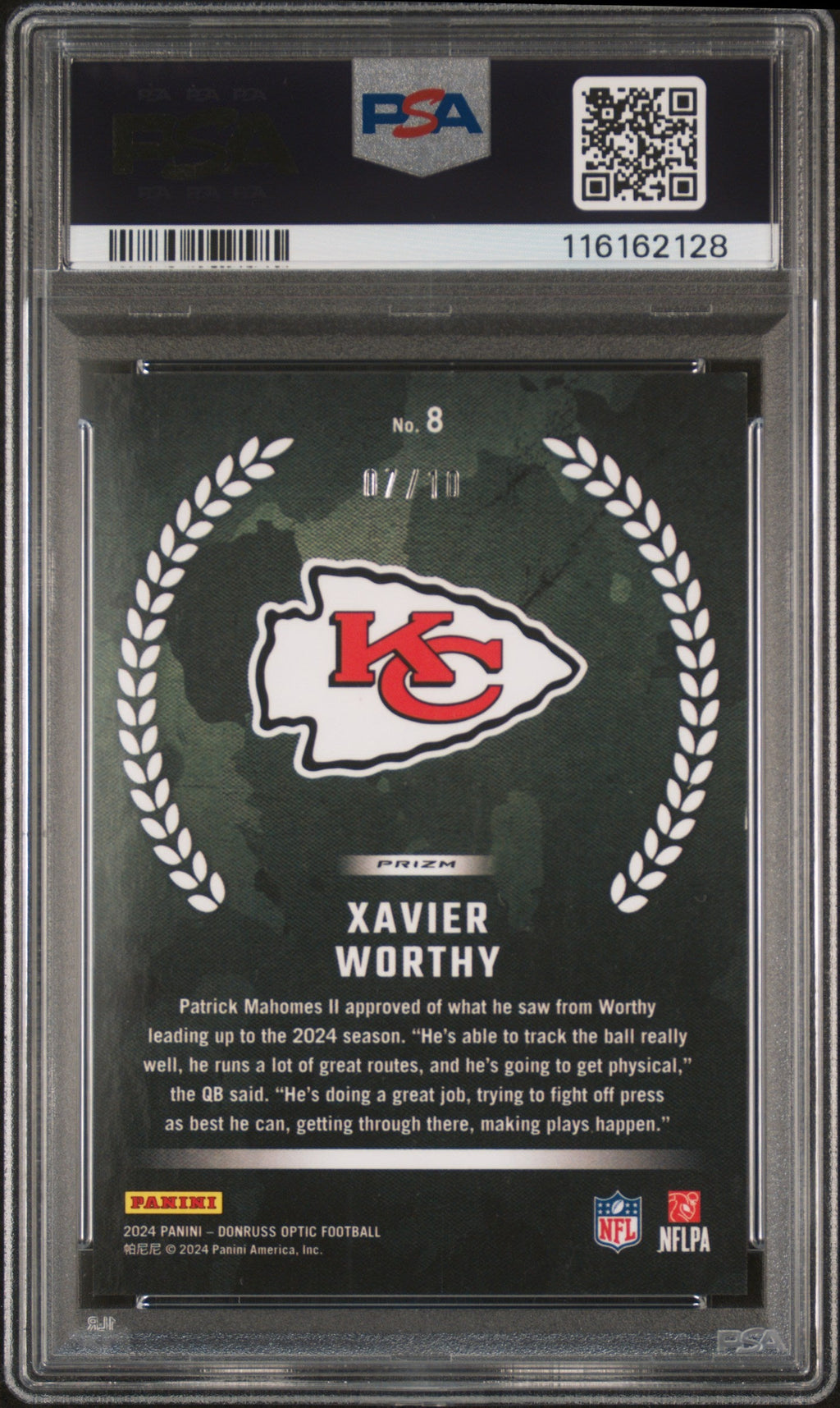 2024 Donruss Optic #8 Xavier Worthy Rookie Recruits Gold /10 PSA 9