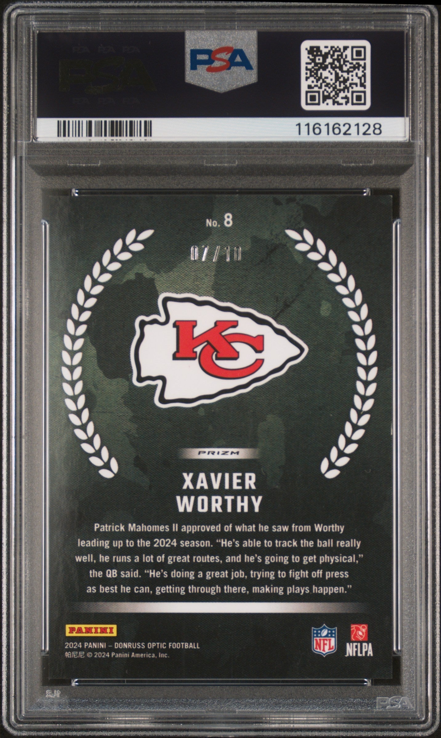 2024 Donruss Optic #8 Xavier Worthy Rookie Recruits Gold /10 PSA 9