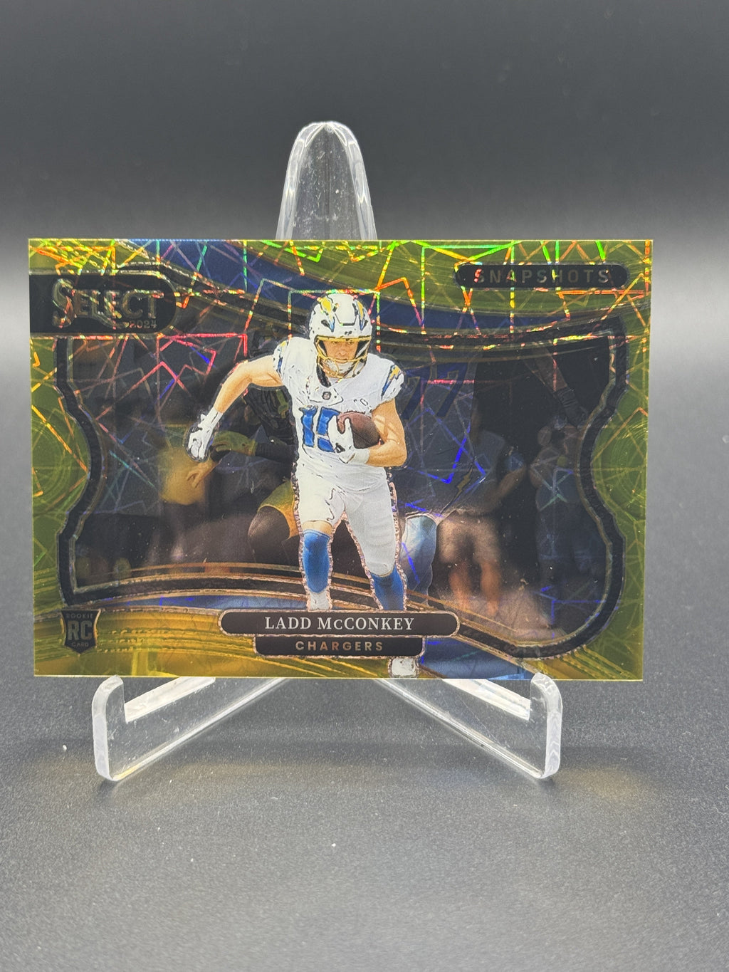 2024 Panini Select #12 Ladd McConkey Rookie Snapshots Gold Lazer Prizm #/10