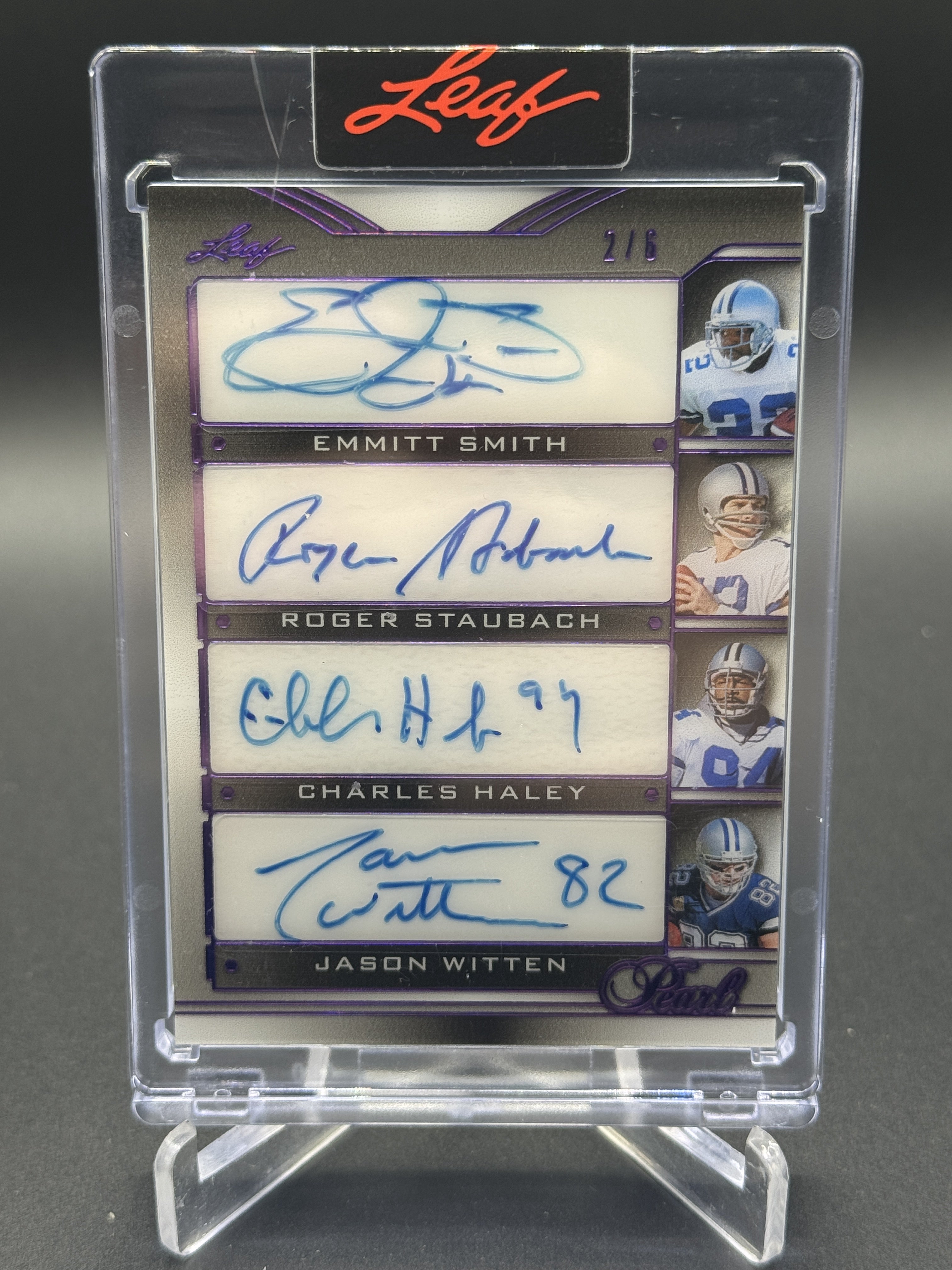 Leaf Pearl Emmitt Smith Staubach Witten +5 More Dallas Cowboys Auto /6