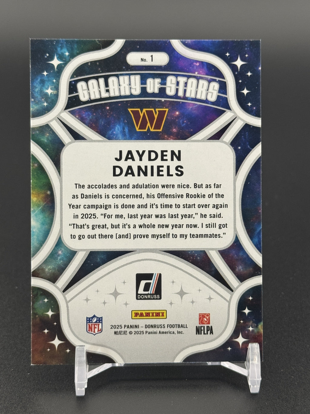 2025 Donruss #1 Jayden Daniels Galaxy of Stars Lava #/10