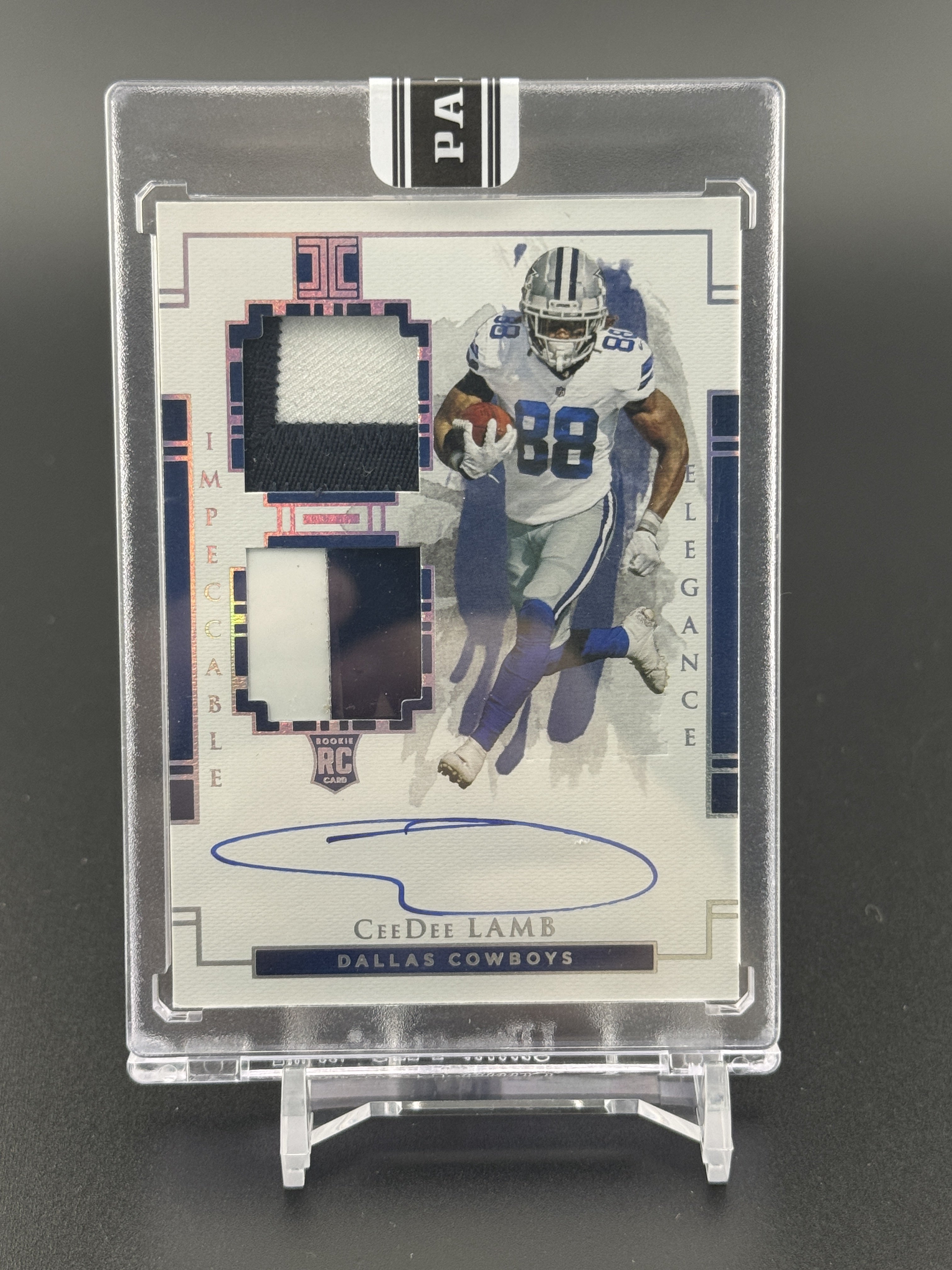 2020 Impeccable #106 CeeDee Lamb Elegance Rookie Helmet Patch Auto Black Box 1/1