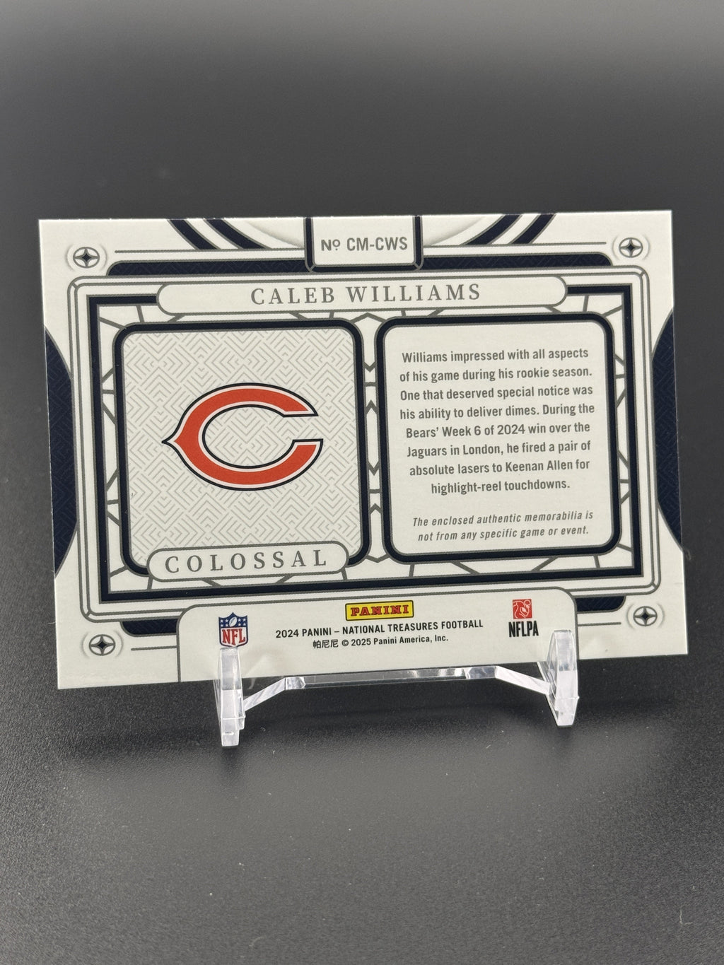 2024 National Treasures Caleb Williams Colossal Materials Holo Silver /25 PC