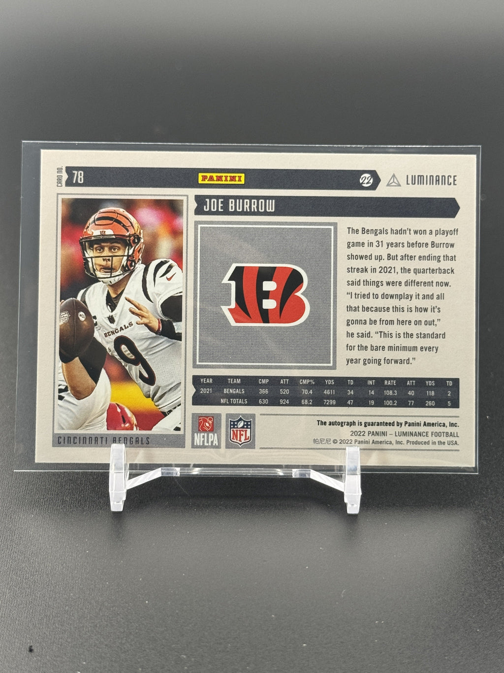 2022 Panini Luminance #78 Joe Burrow Autographs #/5
