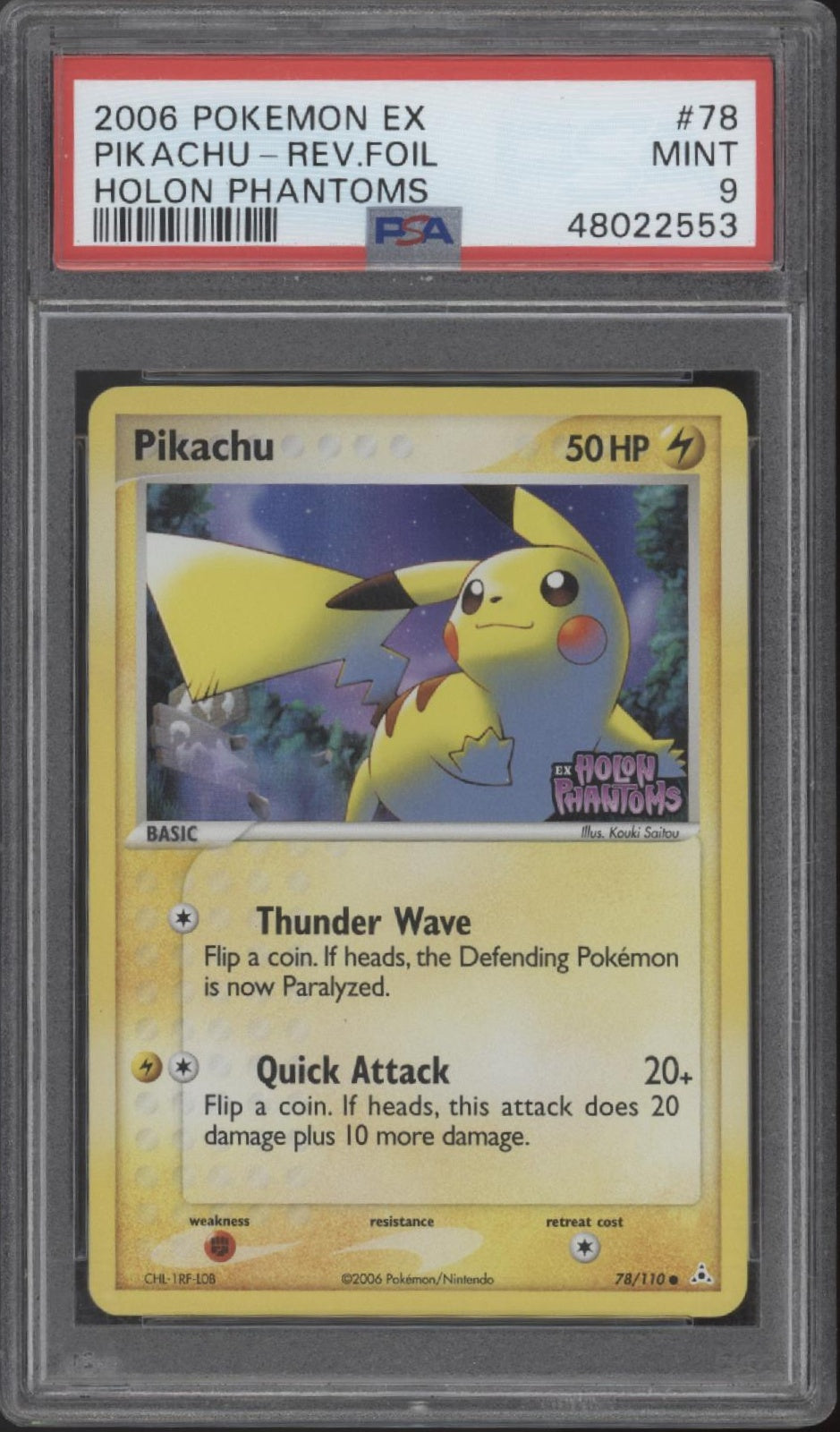 Pikachu Pokémon Holon Phantoms Reverse Holo #78 PSA 9