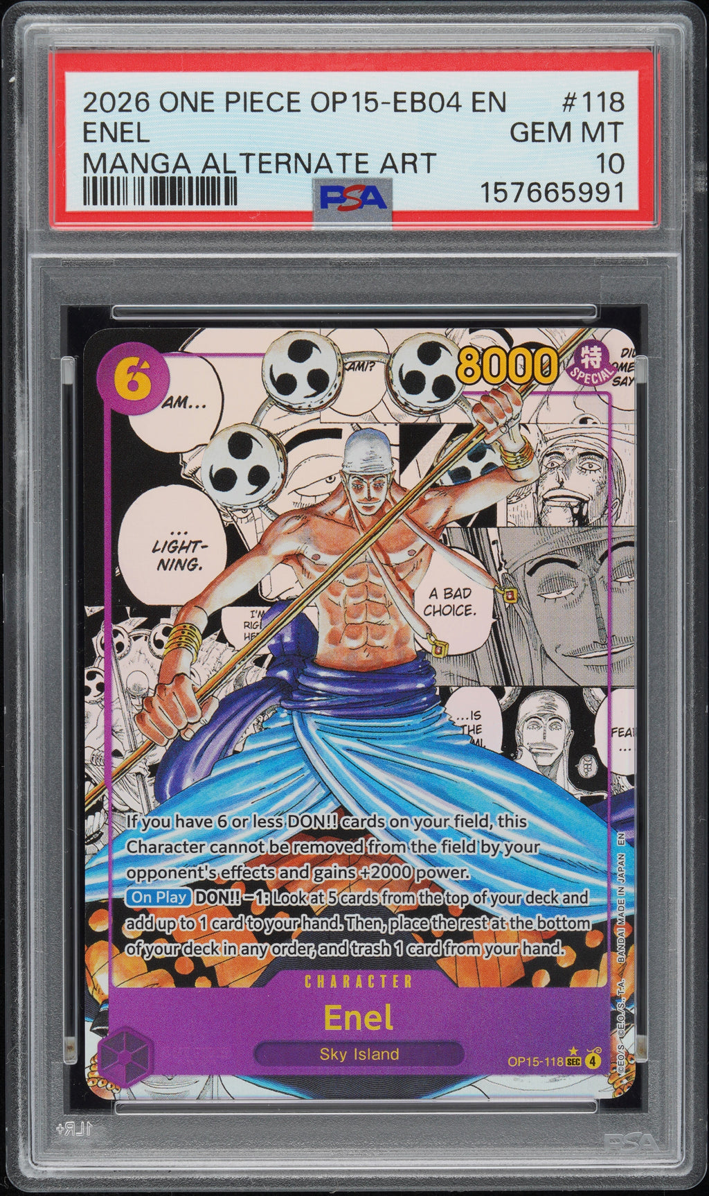 PSA GEM MT 10 Enel [Op15-Eb04-Adventure On Kami'S Island] - 157665991