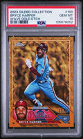 2023 Topps Gilded Collection #100 Bryce Harper Wave Gold Etch /75 PSA 10