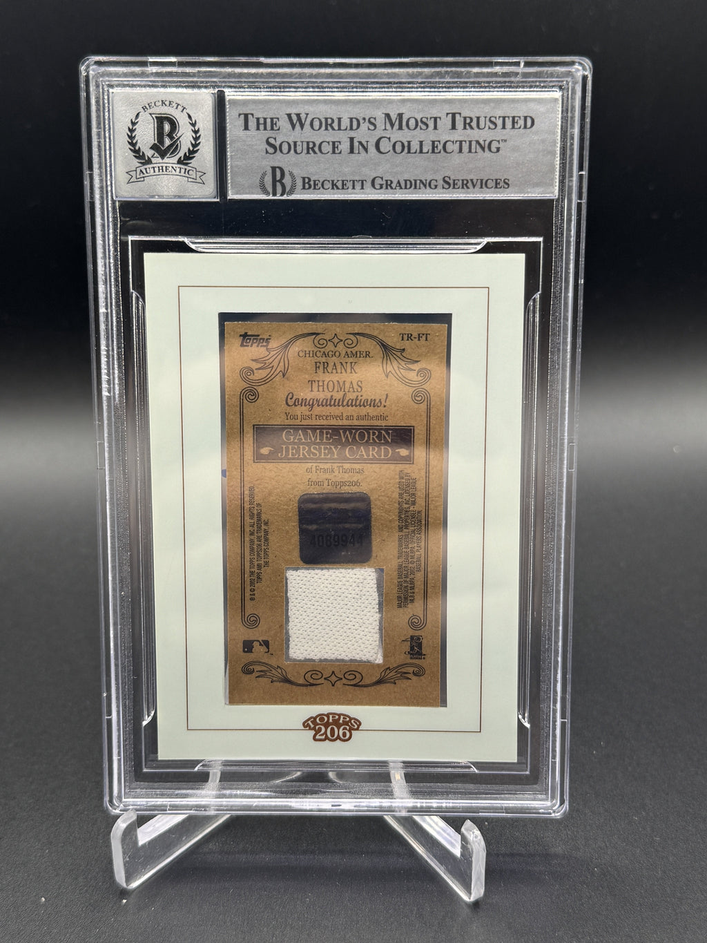 2002 Topps 206 #TR-FT Frank Thomas Framed Relics Auto BGS Authentic