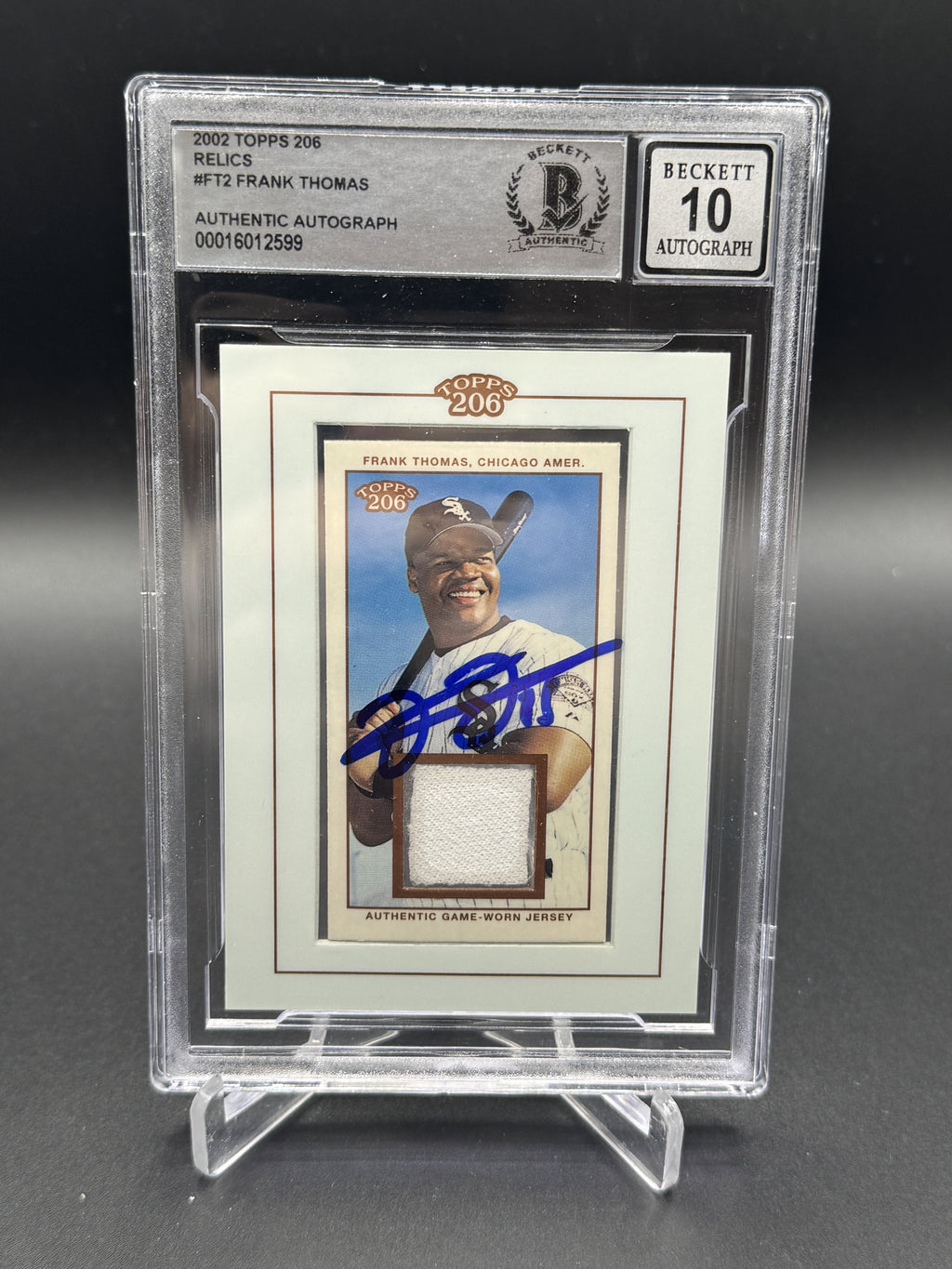 2002 Topps 206 #TR-FT Frank Thomas Framed Relics Auto BGS Authentic