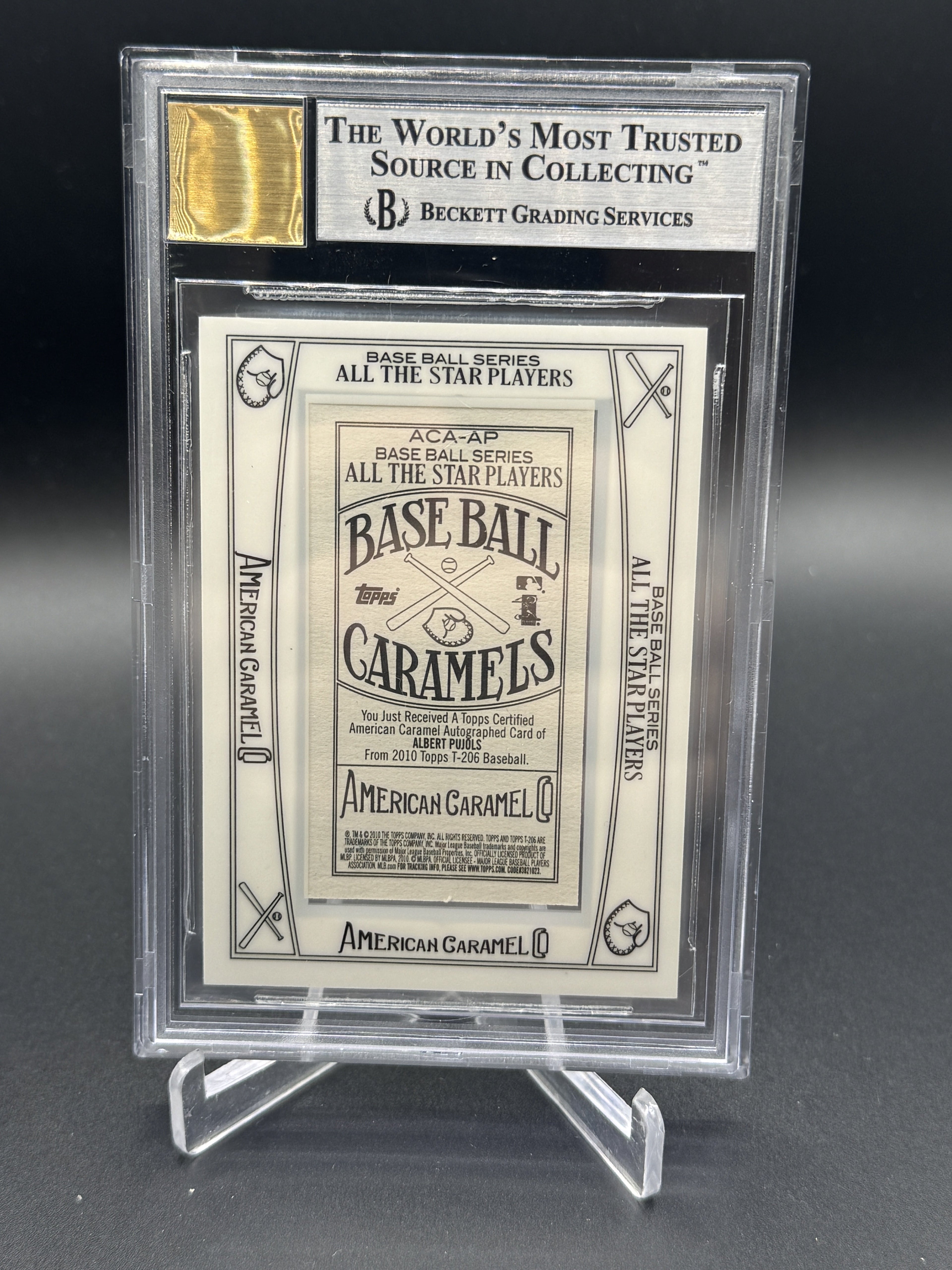 2010 Topps 206 #ACA-AP Albert Pujols Mini Framed American Caramel Auto BGS 9
