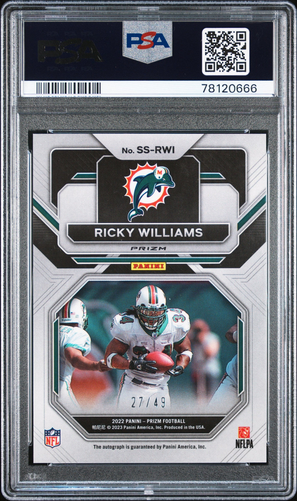 2022 Prizm #SS-RWI Ricky Williams Sensational Auto Purple Power /49 PSA 10