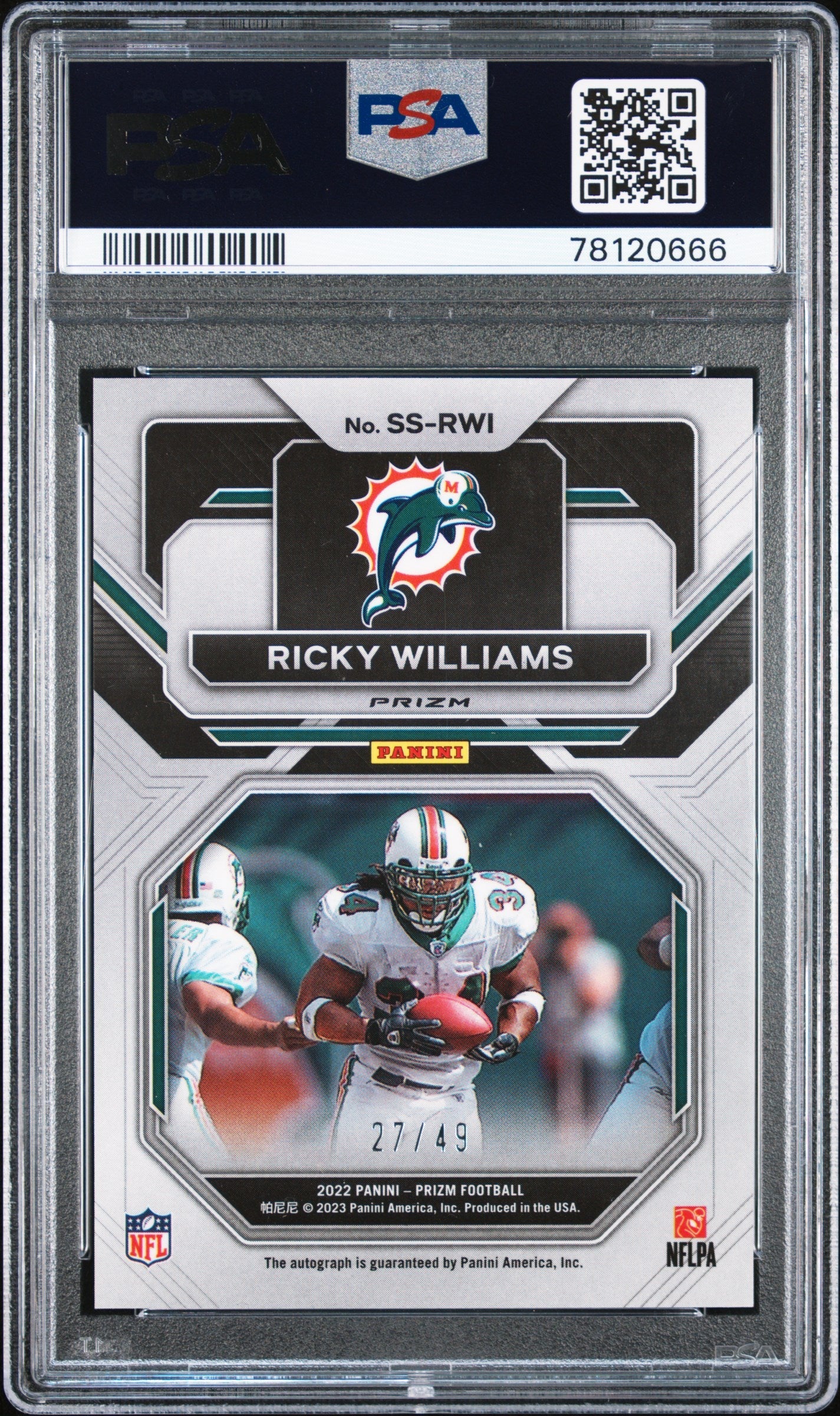 2022 Prizm #SS-RWI Ricky Williams Sensational Auto Purple Power /49 PSA 10