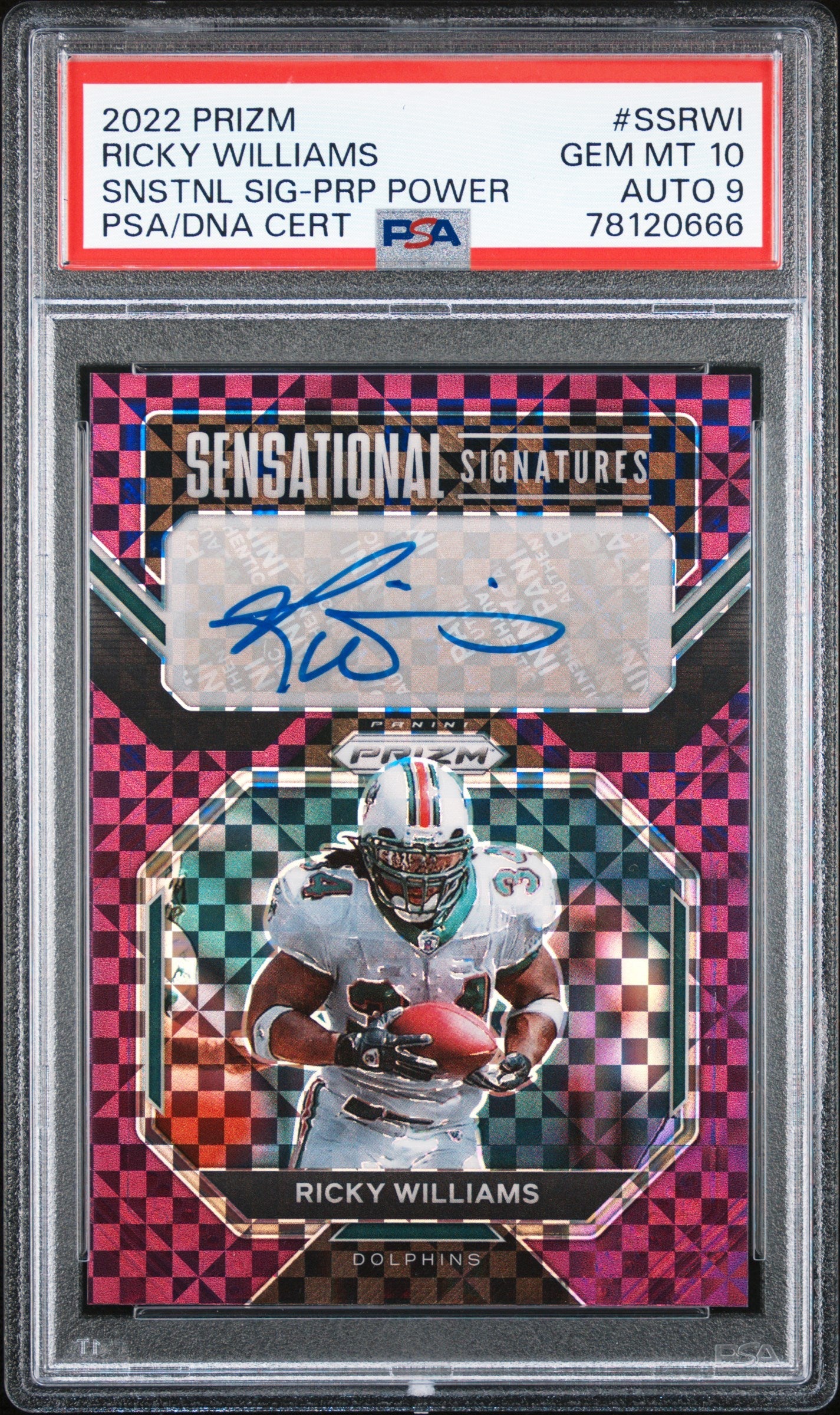 2022 Prizm #SS-RWI Ricky Williams Sensational Auto Purple Power /49 PSA 10