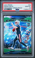 2024 Panini Prizm #22 Drake Maye Rookie RC Fireworks Green PSA 10
