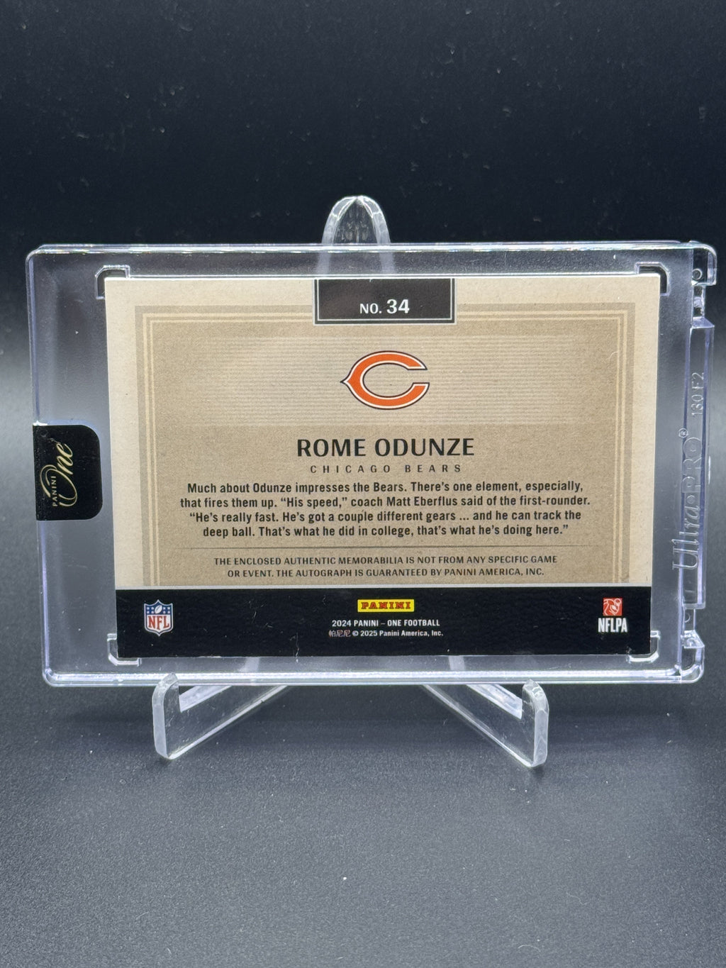 2024 Panini One #34 Rome Odunze Rookie Dual Patch Auto #/199