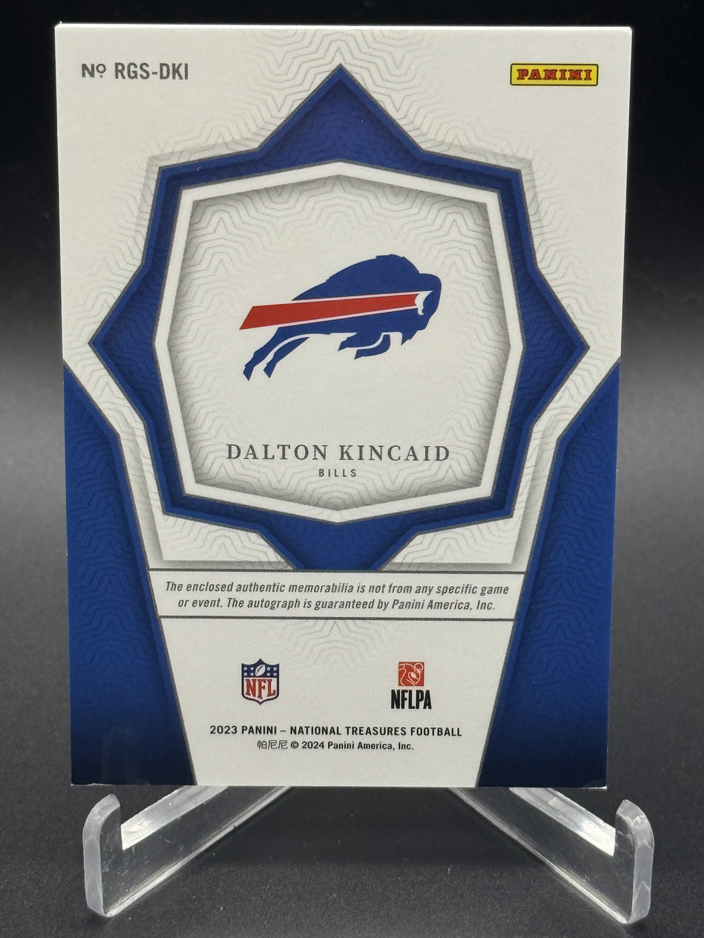 2024 National Treasures Dalton Kincaid Rookie Laundry Tag Auto 1/1