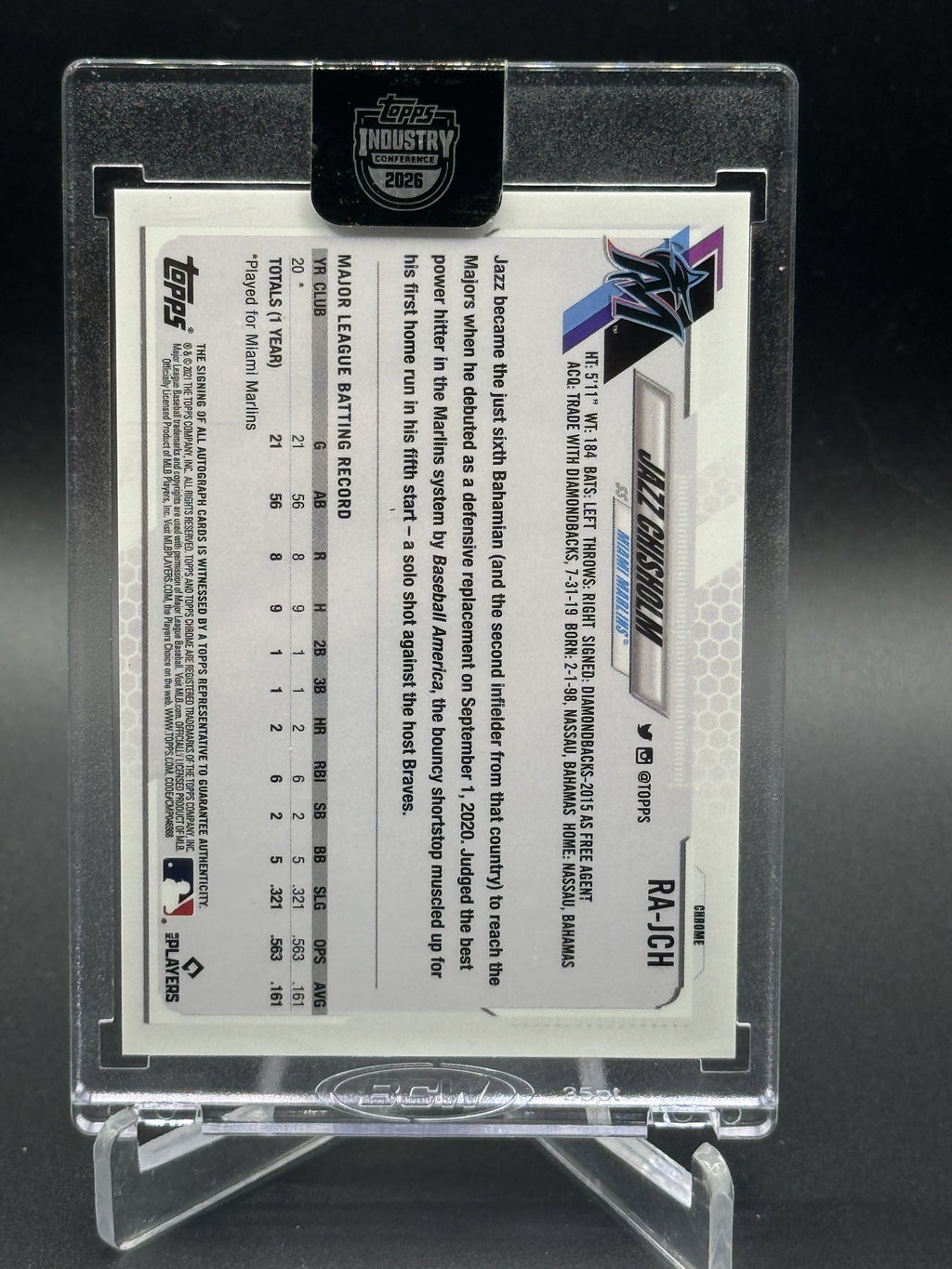 2021 Topps Chrome Sapphire Jazz Chisholm Jr. Rookie Auto