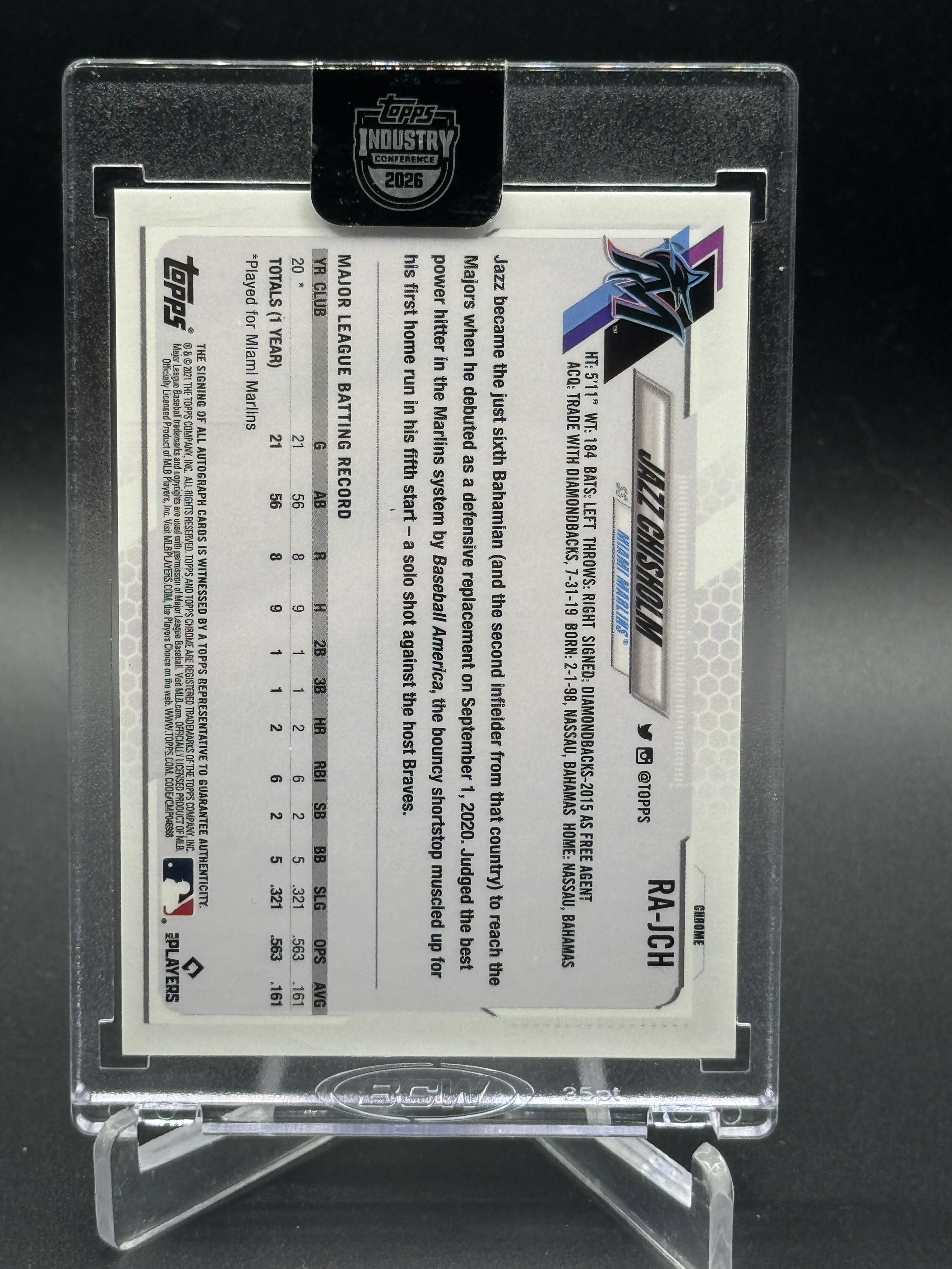 2021 Topps Chrome Sapphire Jazz Chisholm Jr. Rookie Auto