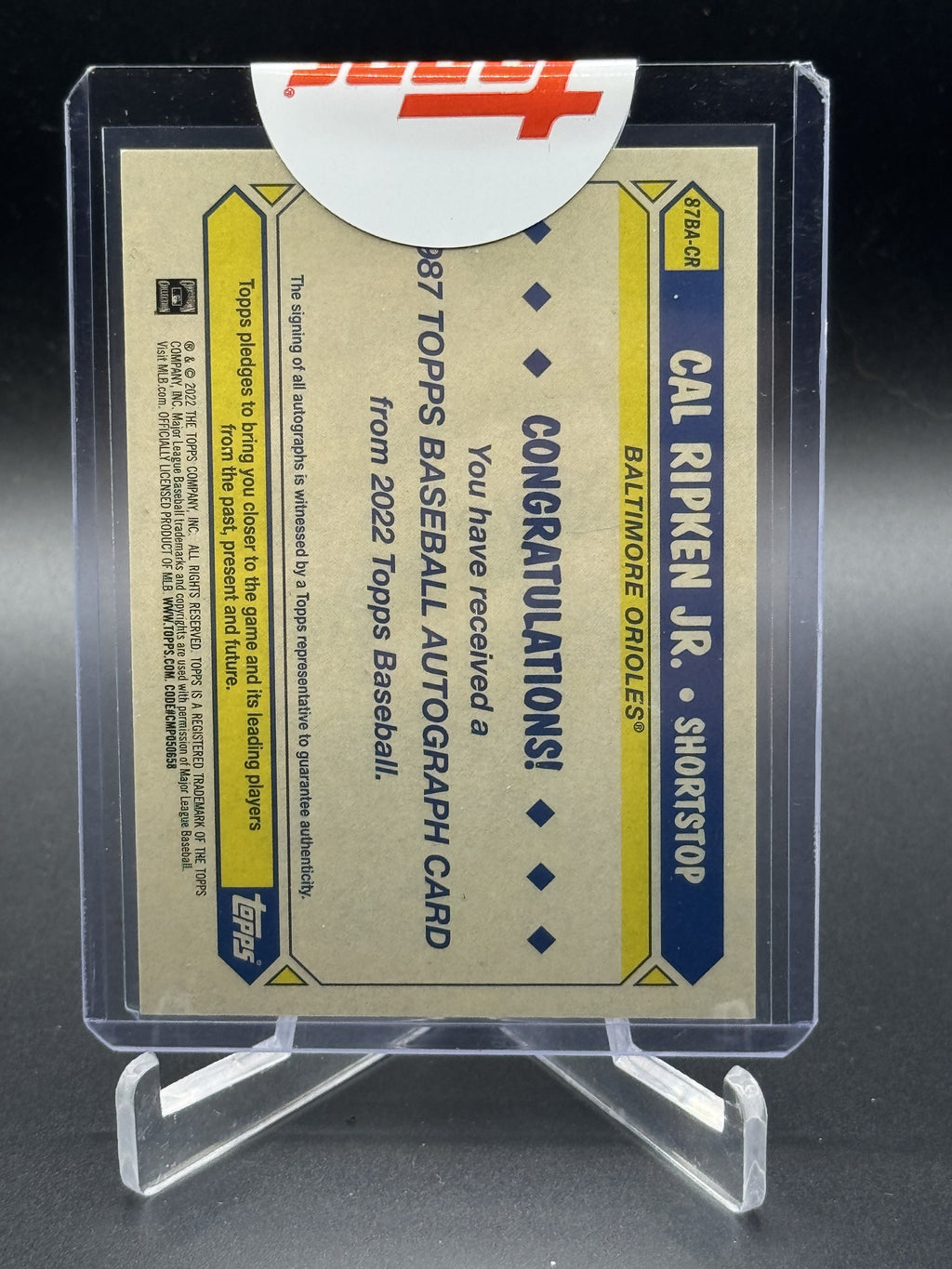 2022 Topps #87BA-CR Cal Ripken Jr. 1987 35th Anniversary Auto