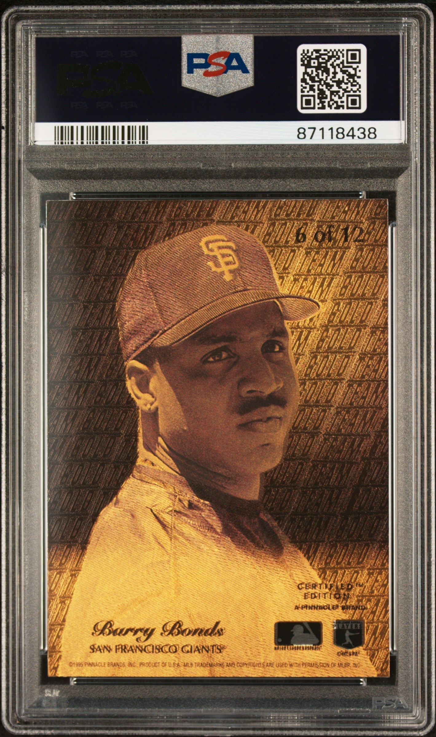 1995 Select Certified #6 Barry Bonds Gold Team PSA 9