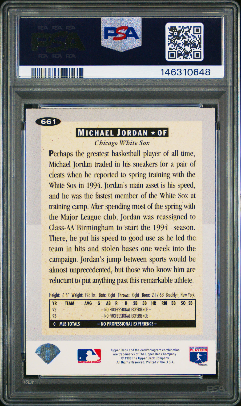 1994 Collector's Choice #661 Michael Jordan Silver Signature PSA 9