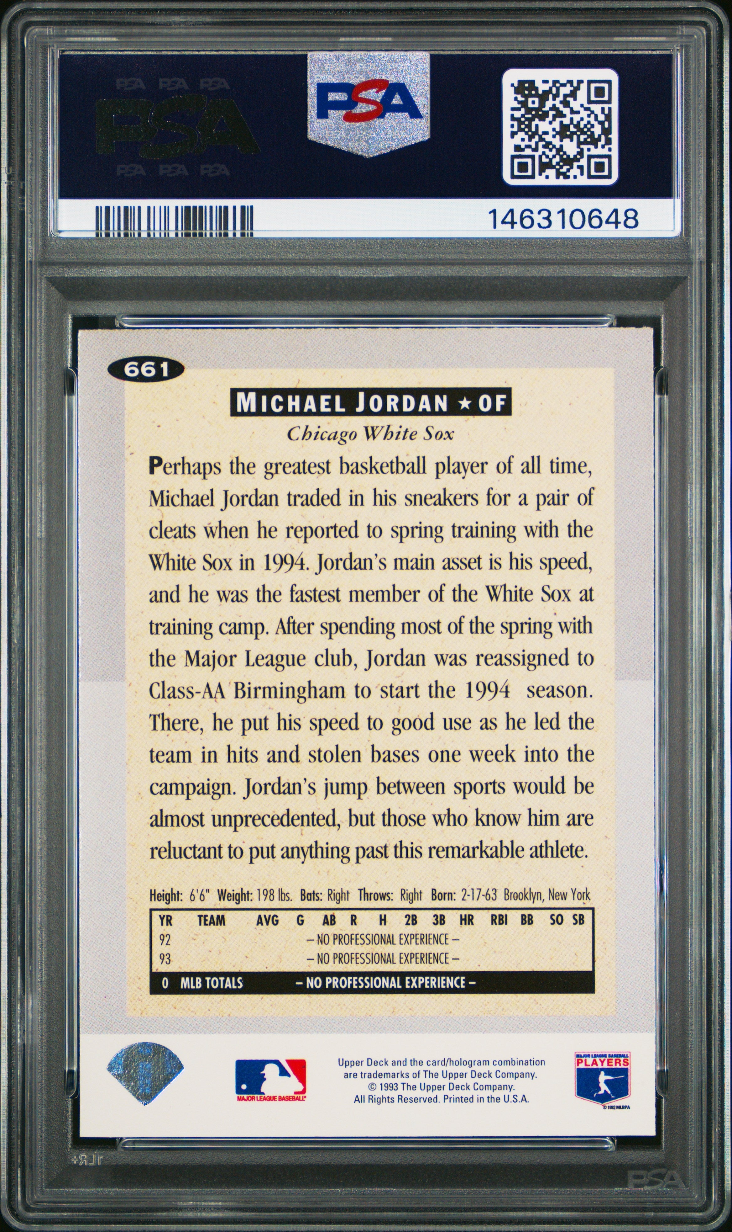 1994 Collector's Choice #661 Michael Jordan Silver Signature PSA 9