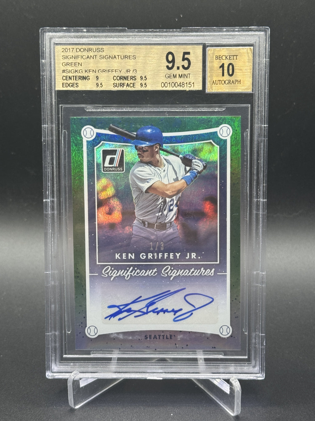 2017 Donruss #SIG-KG Ken Griffey Jr. Significant Signatures Green /3 BGS 9.5