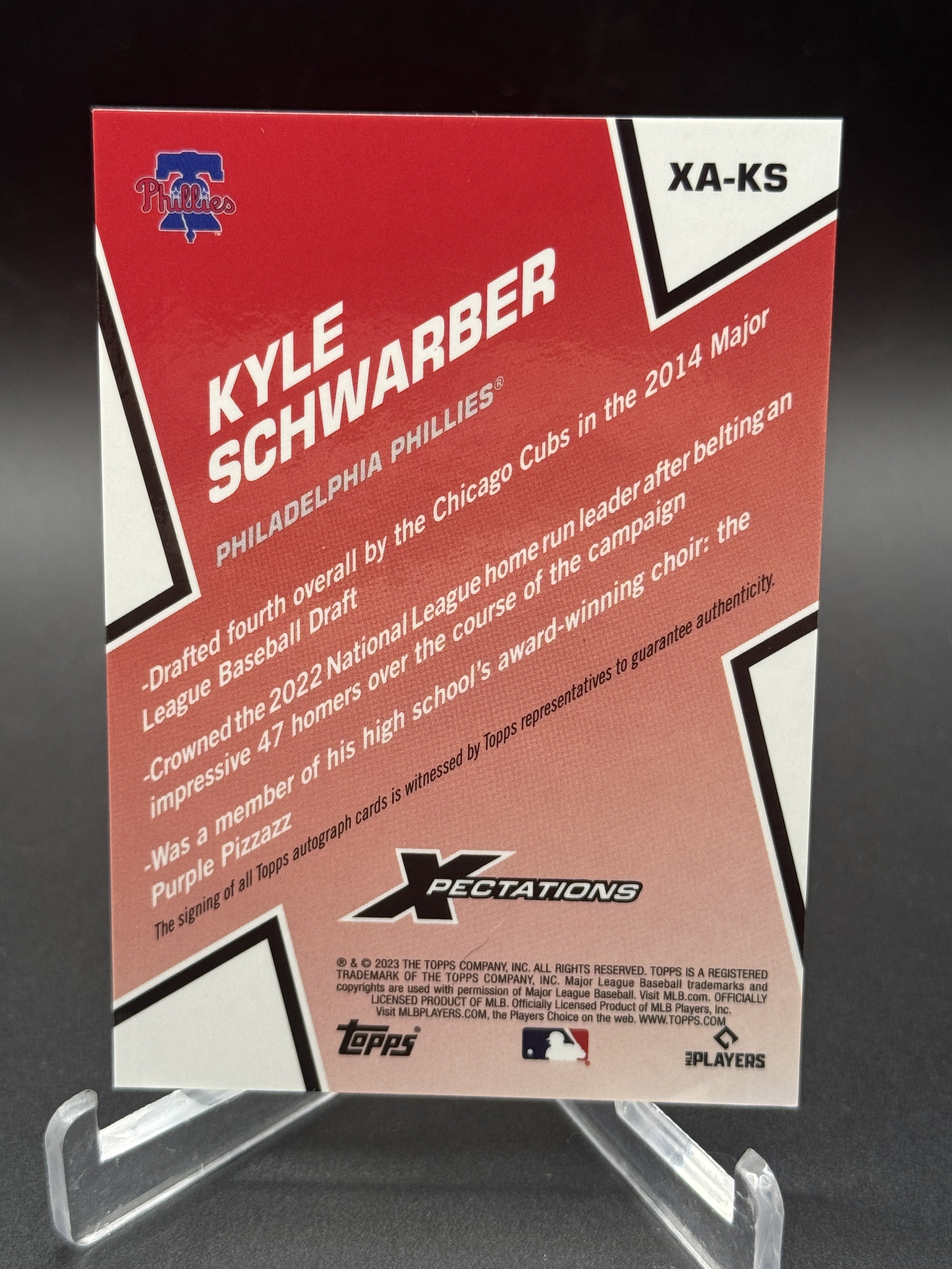 2023 Topps Xpectations #XA-KS Kyle Schwarber Autographs Cyber Cyan #/10