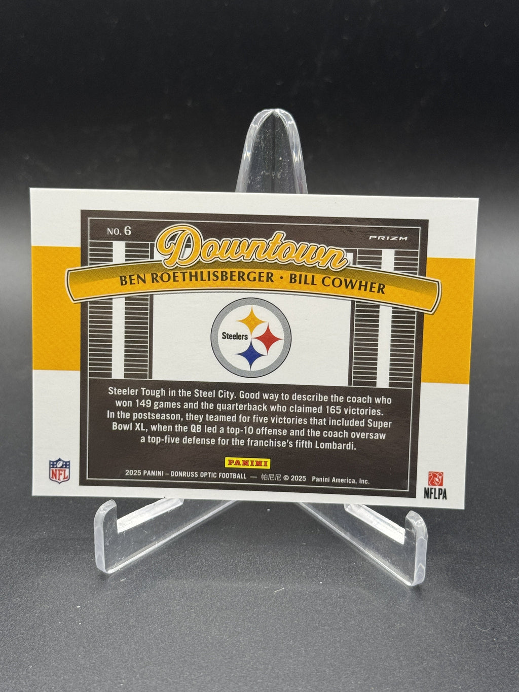2025 Donruss Optic #6 Ben Roethlisberger / Bill Cowher Downtown Duos
