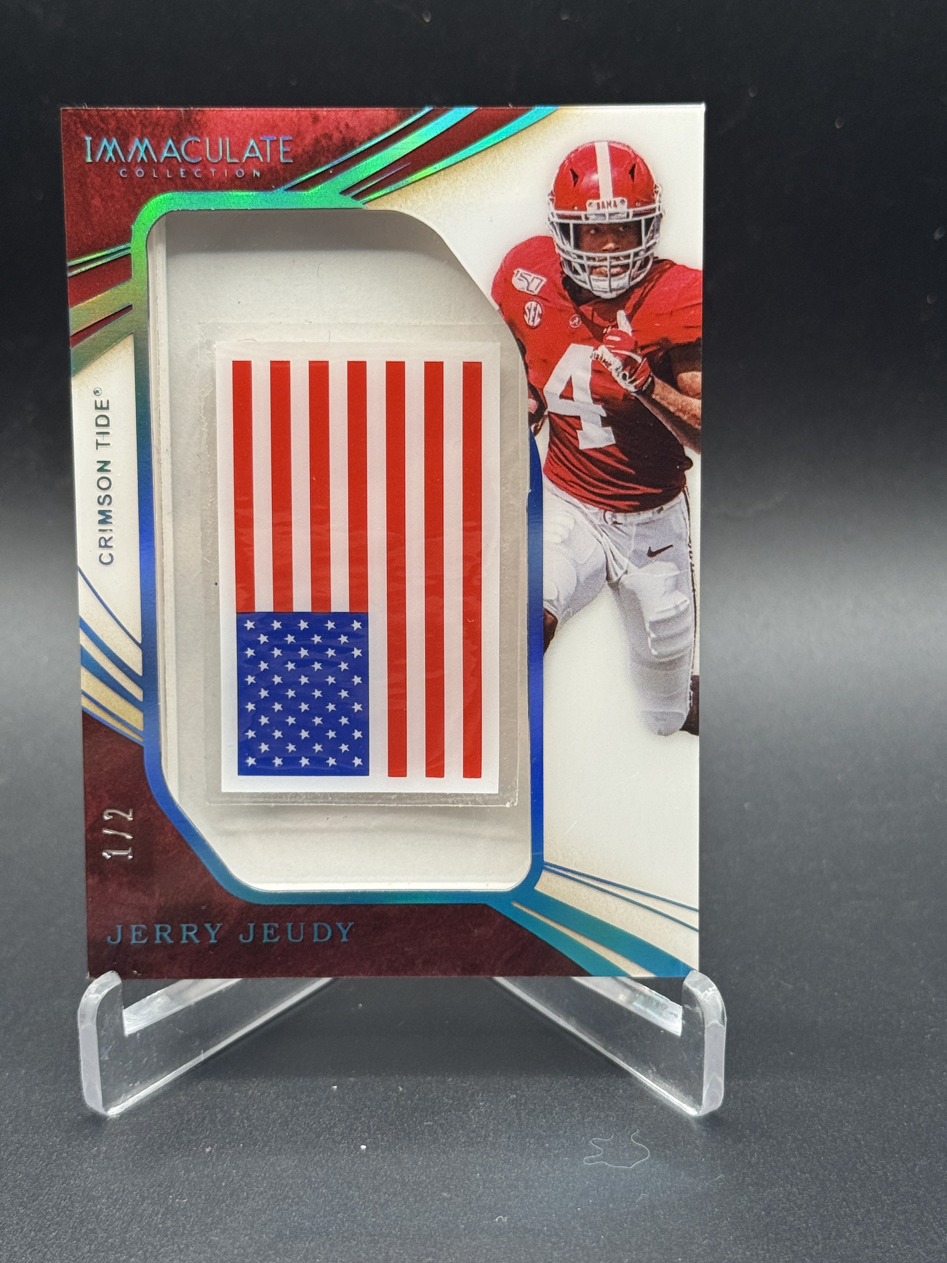 2020 Immaculate Collegiate #3 Jerry Jeudy Rookie RC Helmet USA Flag /2