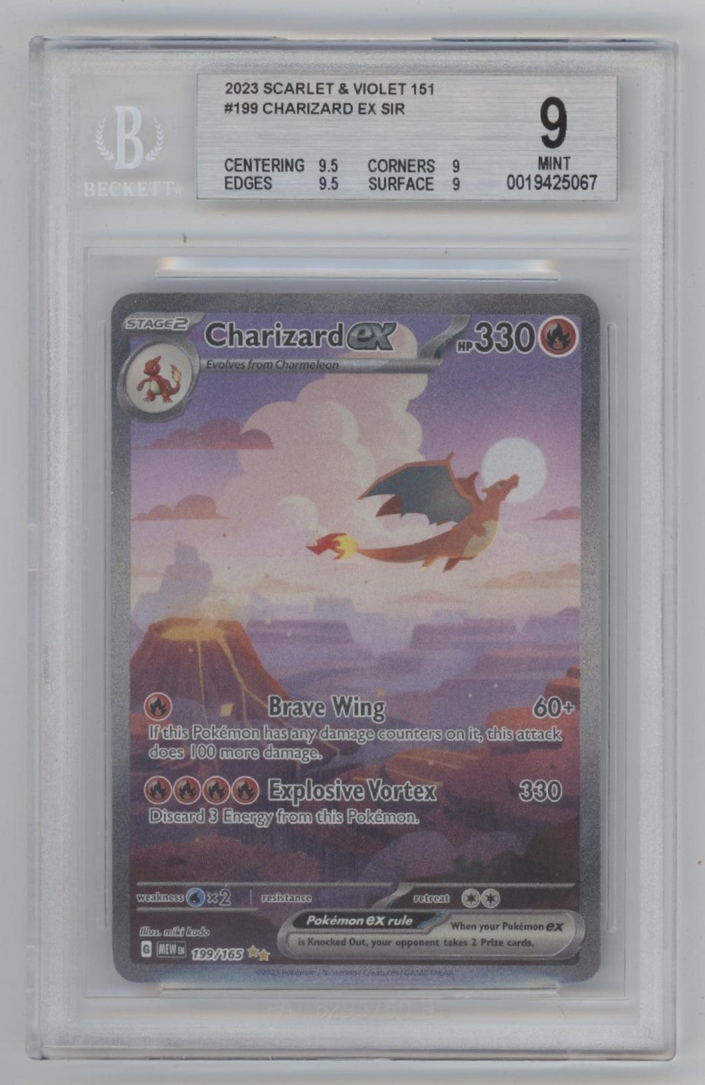 Glurak ex Pokémon 151 #199 Beckett 9