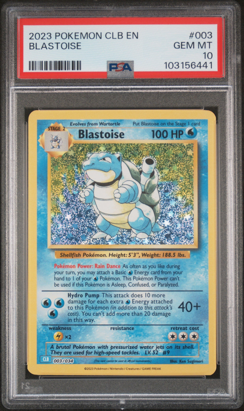 2023 Pokemon Classic #003 Blastoise Holo PSA 10
