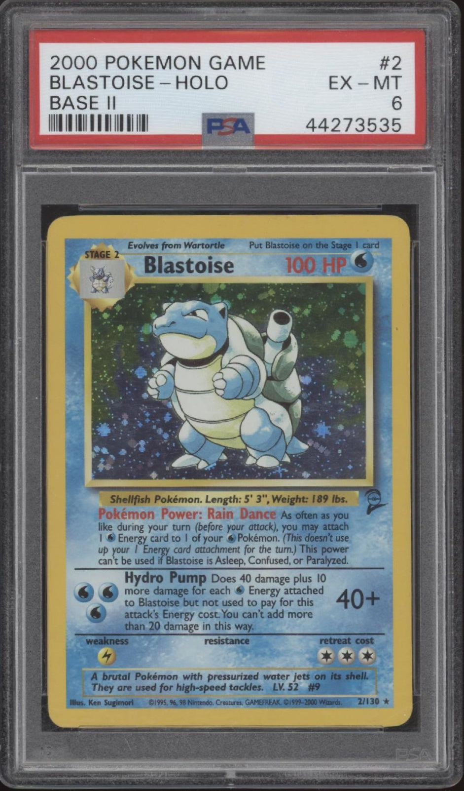 Turtok Pokémon Basis-Set 2 Holo #2 PSA 6