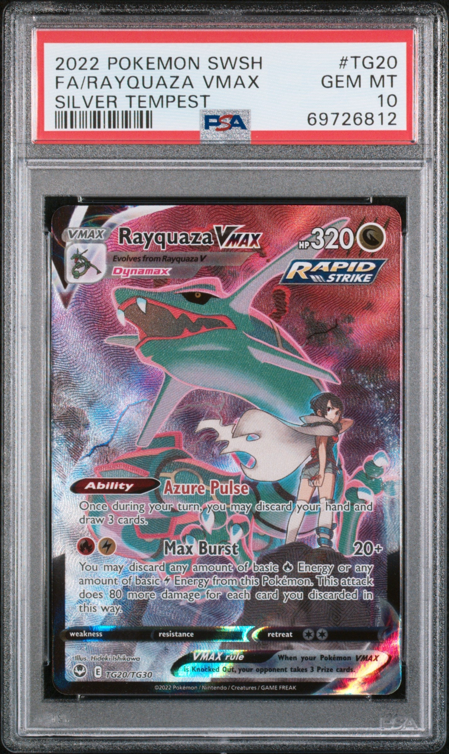 PSA 10 2022 POKEMON SWORD & SHIELD SILVER TEMPEST #TG20 FA/RAYQUAZA VMAX SILVER TEMPEST