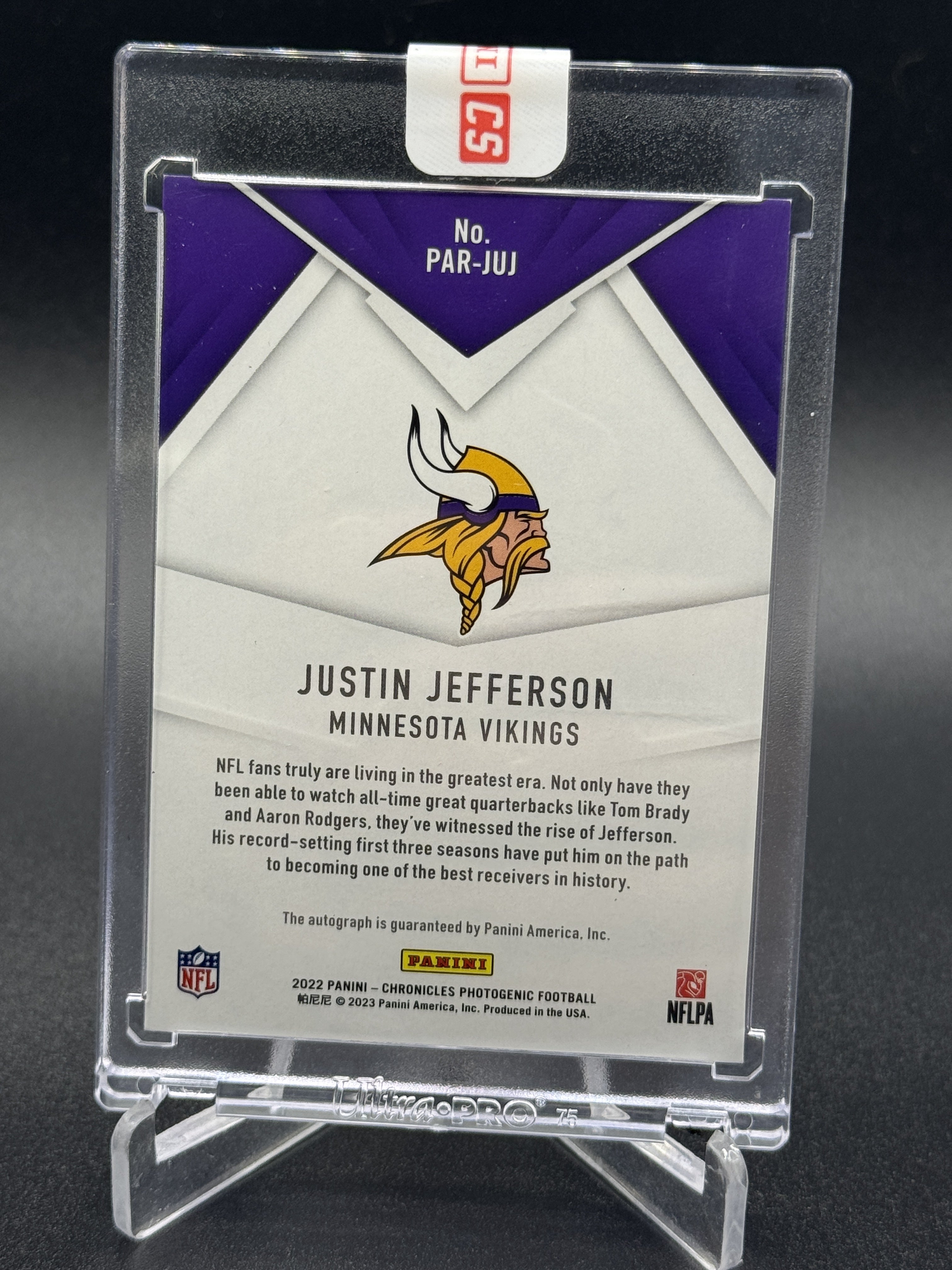 2022 Panini Chronicles #PAR-JUJ Justin Jefferson Paramount Signatures Blue #/25