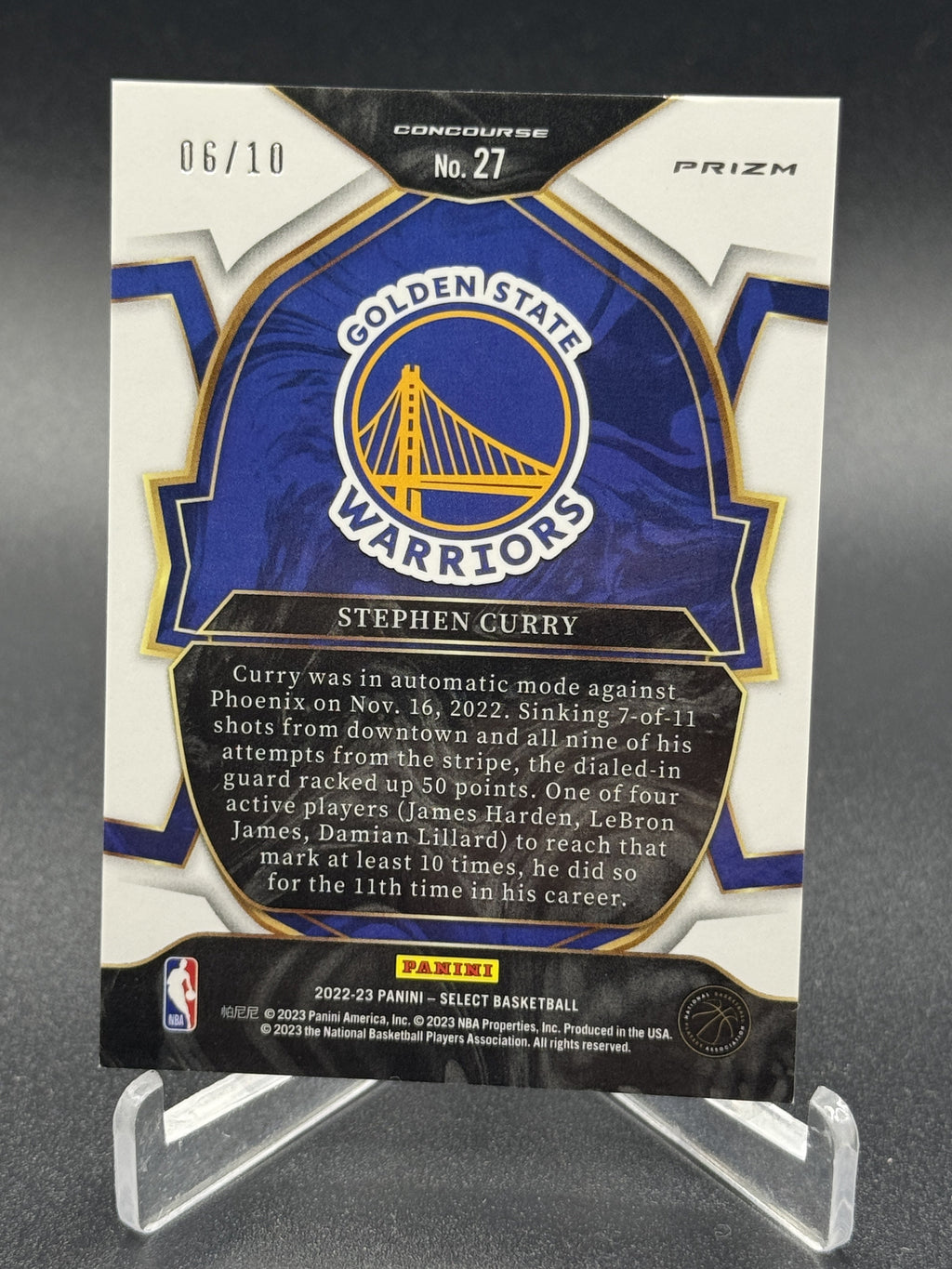2022-23 Panini Select #27 Stephen Curry Gold Flash Prizms #/10