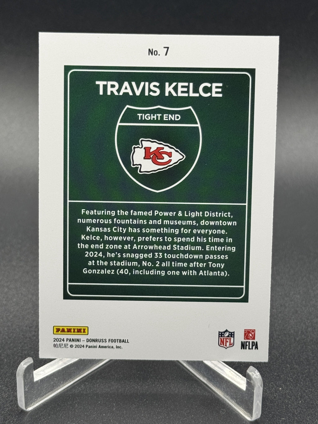 2024 Donruss #7 Travis Kelce Downtown