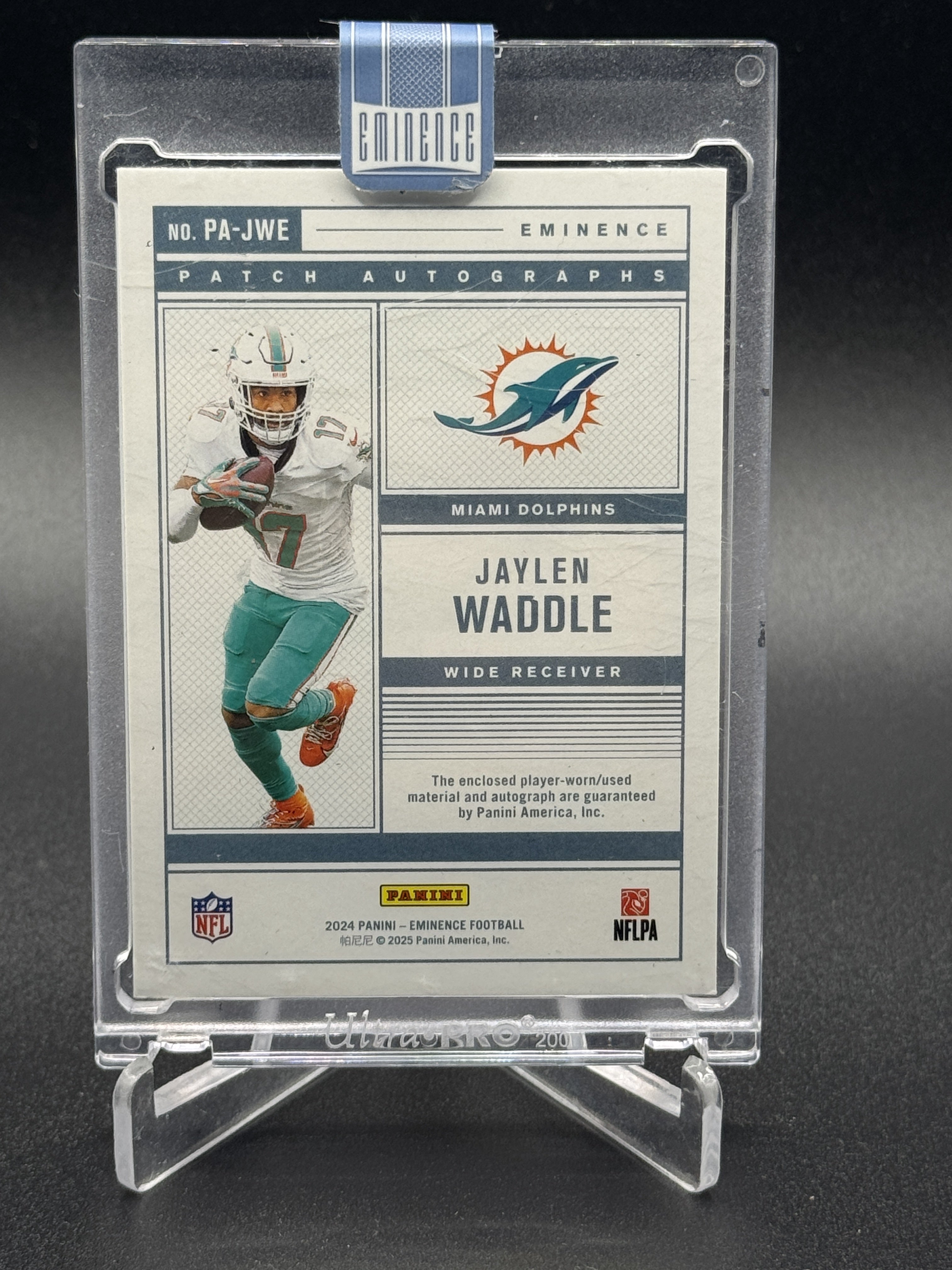 2024 Panini Flawless #PA-JWE Jaylen Waddle Patch Autographs Sapphire #/10
