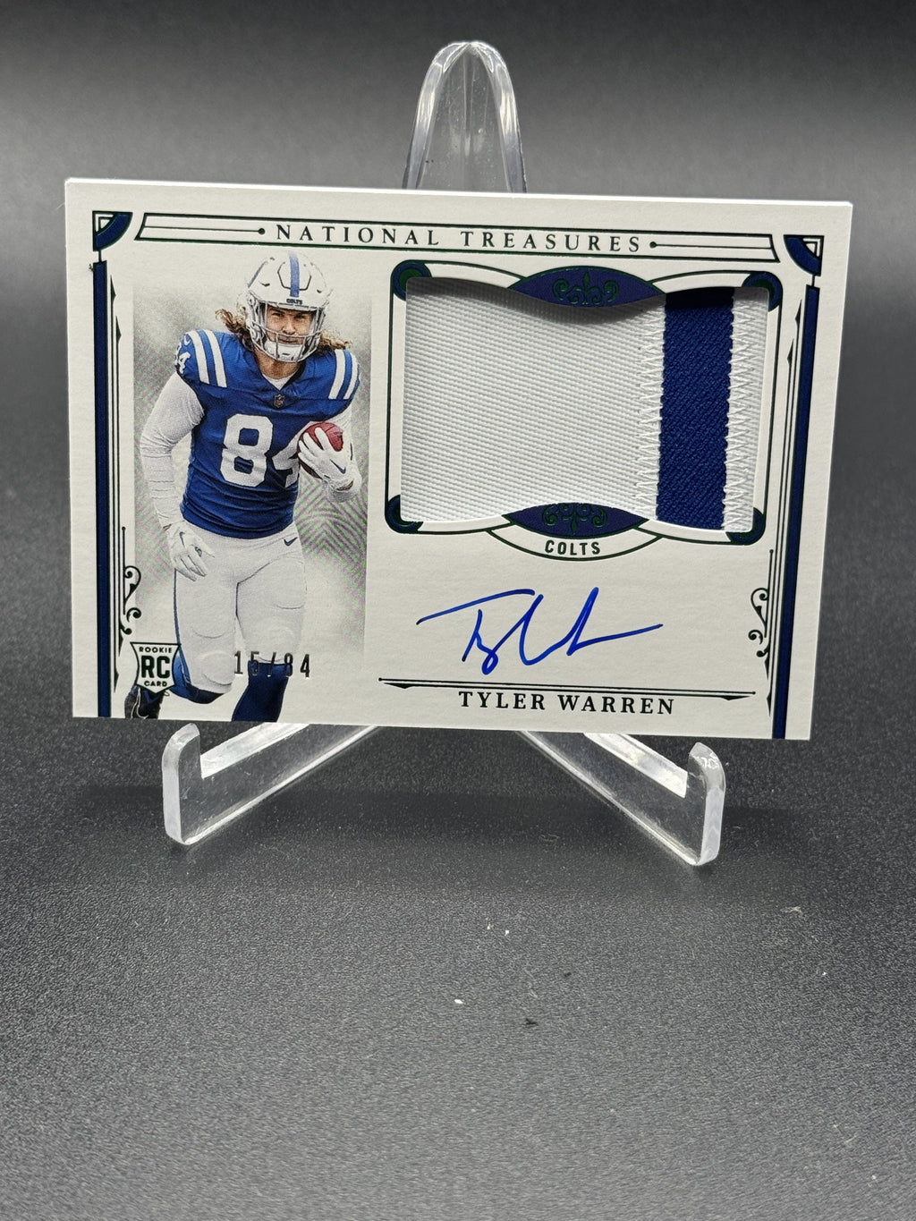 2025 National Treasures #165 Tyler Warren Rookie Patch Autographs Jersey /84