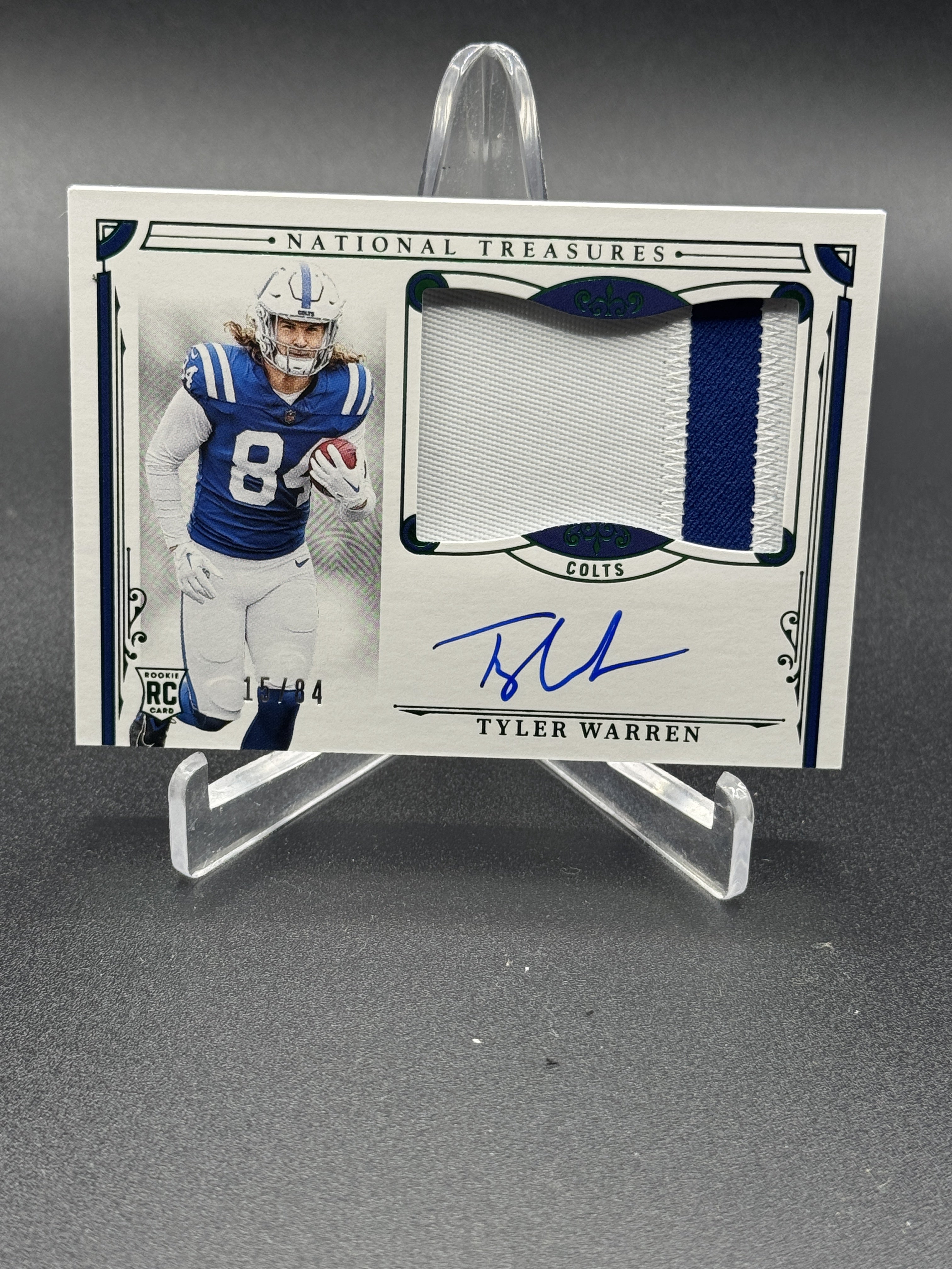 2025 National Treasures #165 Tyler Warren Rookie Patch Autographs Jersey /84
