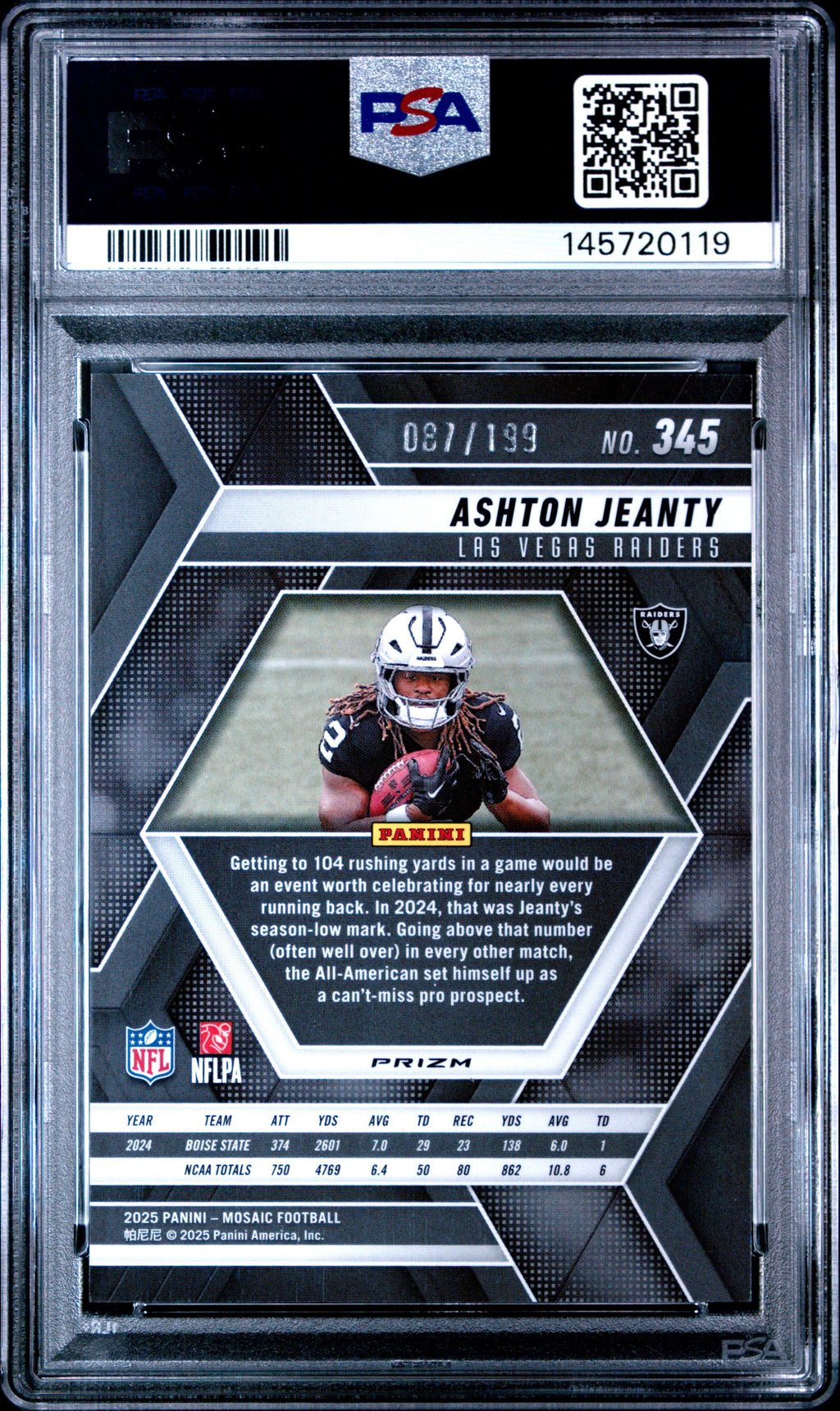 2025 Panini Mosaic #345 Ashton Jeanty Mosaic Orange PSA 10 #/199