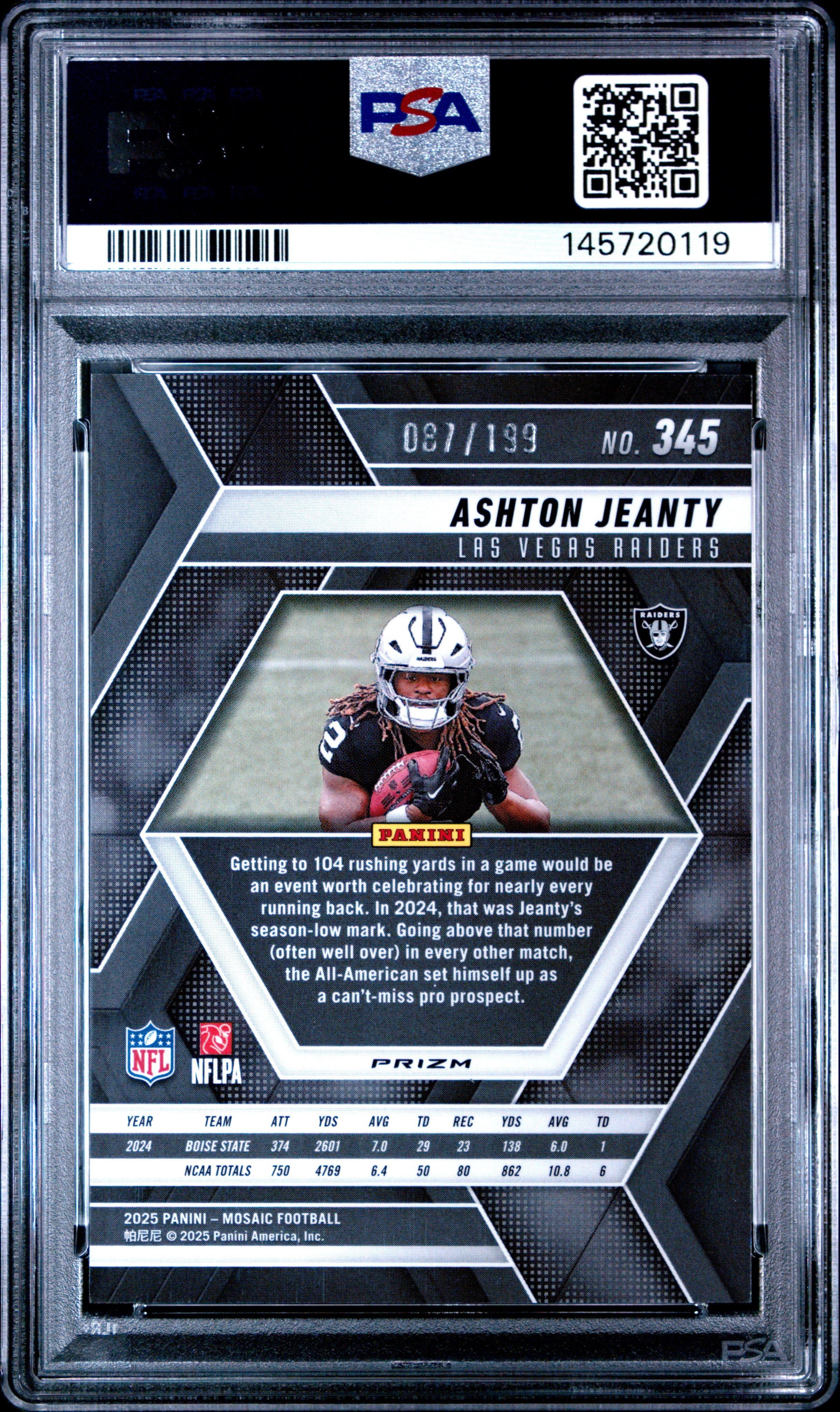2025 Panini Mosaic #345 Ashton Jeanty Mosaic Orange PSA 10 #/199