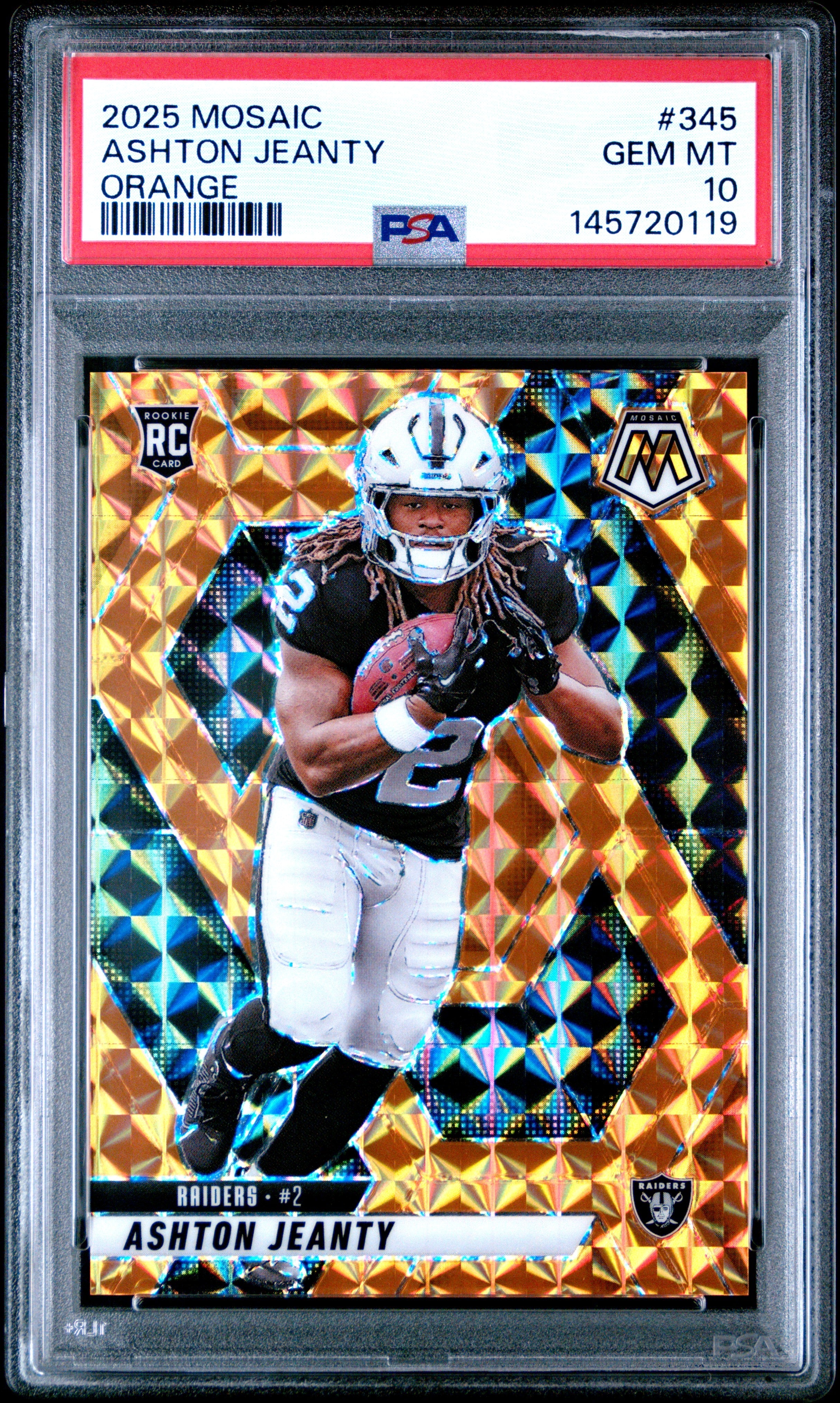 2025 Panini Mosaic #345 Ashton Jeanty Mosaic Orange PSA 10 #/199