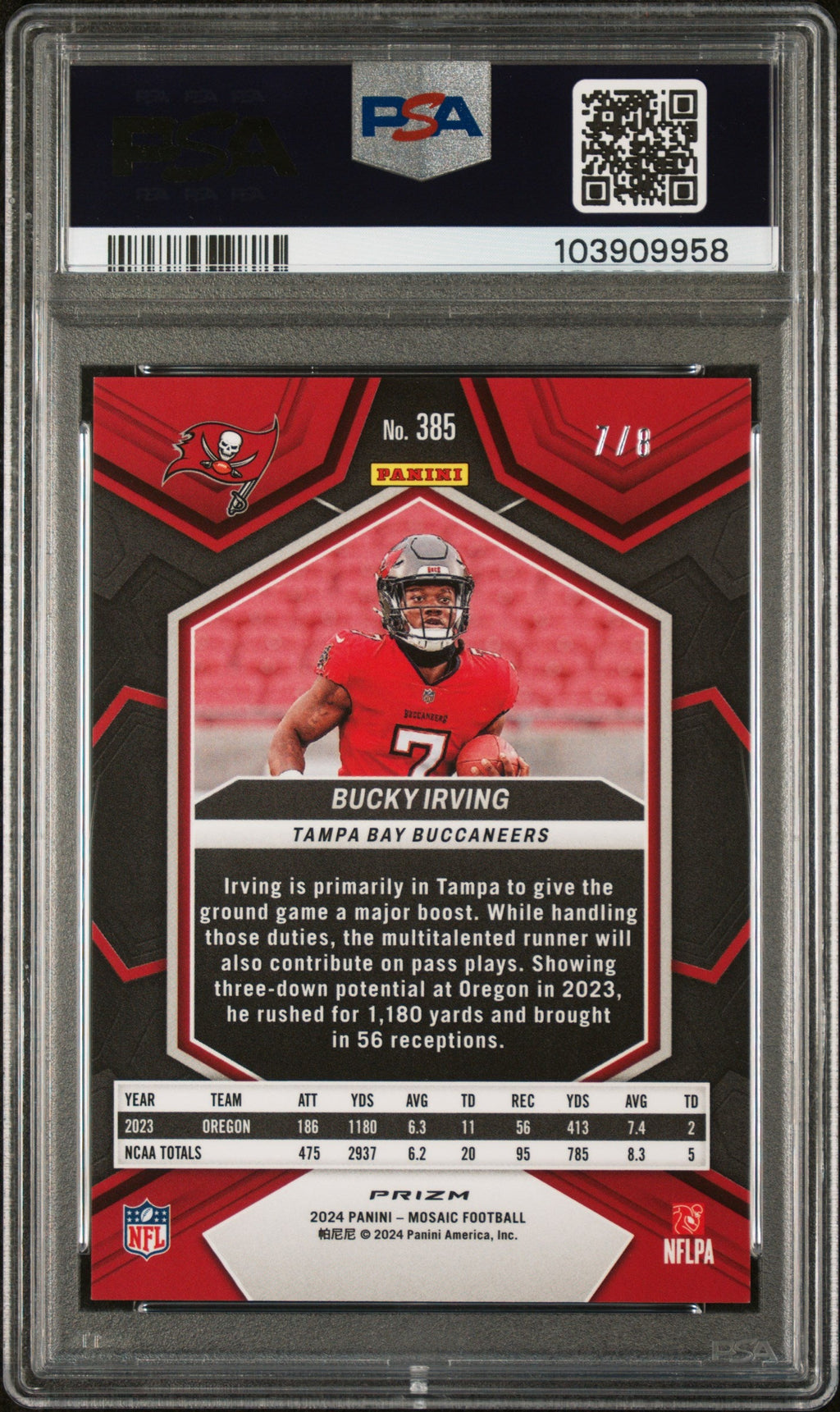 2024 Panini Mosaic #385 Bucky Irving Mosaic Choice Black Gold PSA 10 #/8