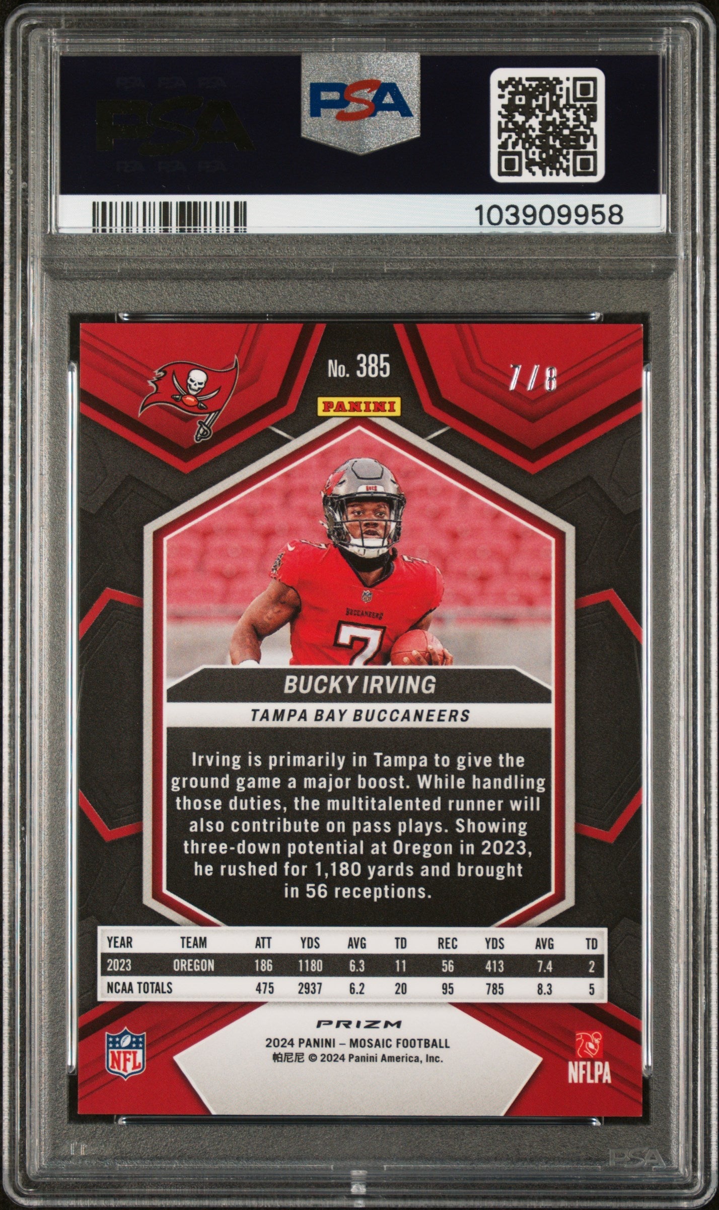 2024 Panini Mosaic #385 Bucky Irving Mosaic Choice Black Gold PSA 10 #/8